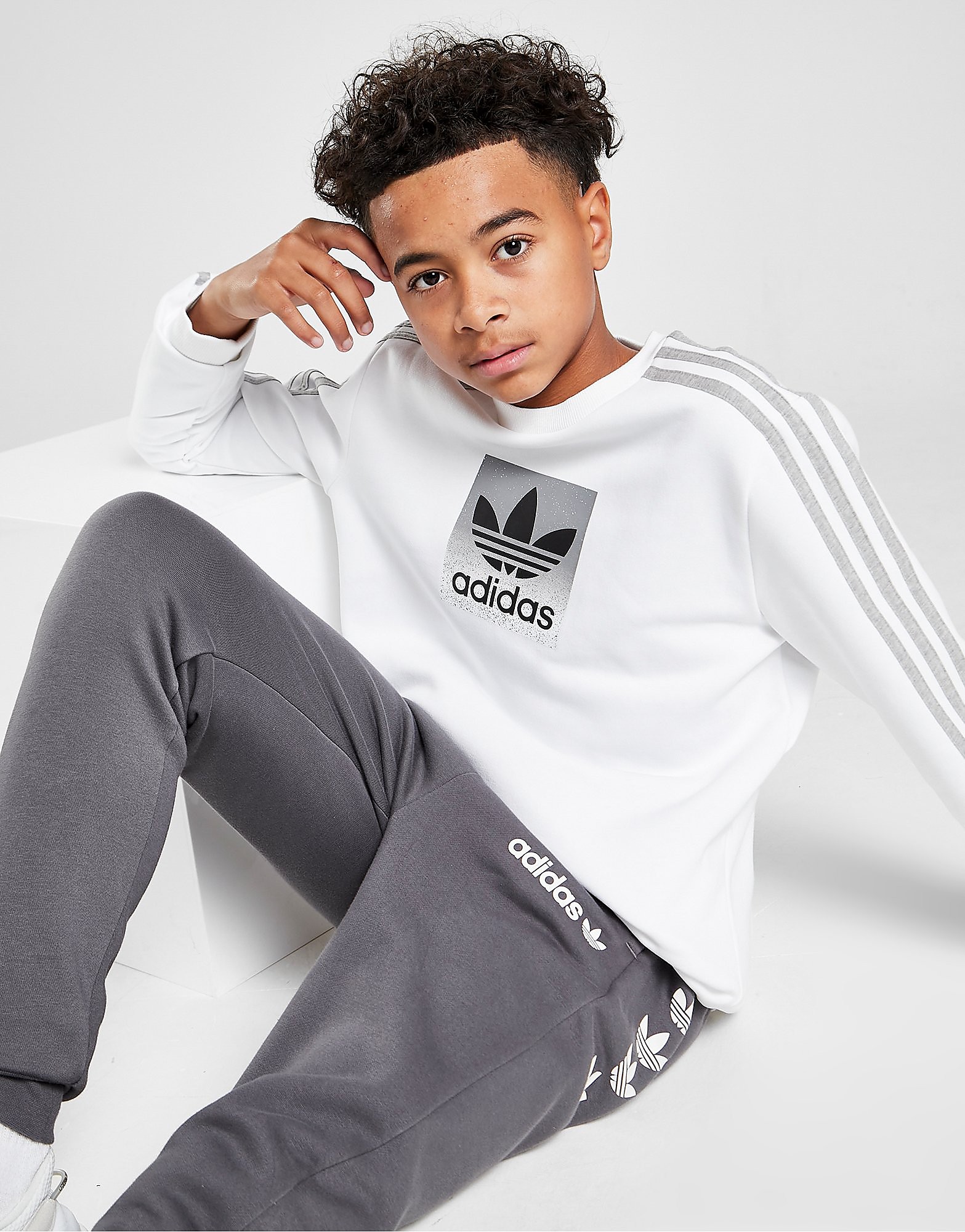 

adidas Originals Fade Crew Sweatshirt Junior - Only at JD - White - Kids, White