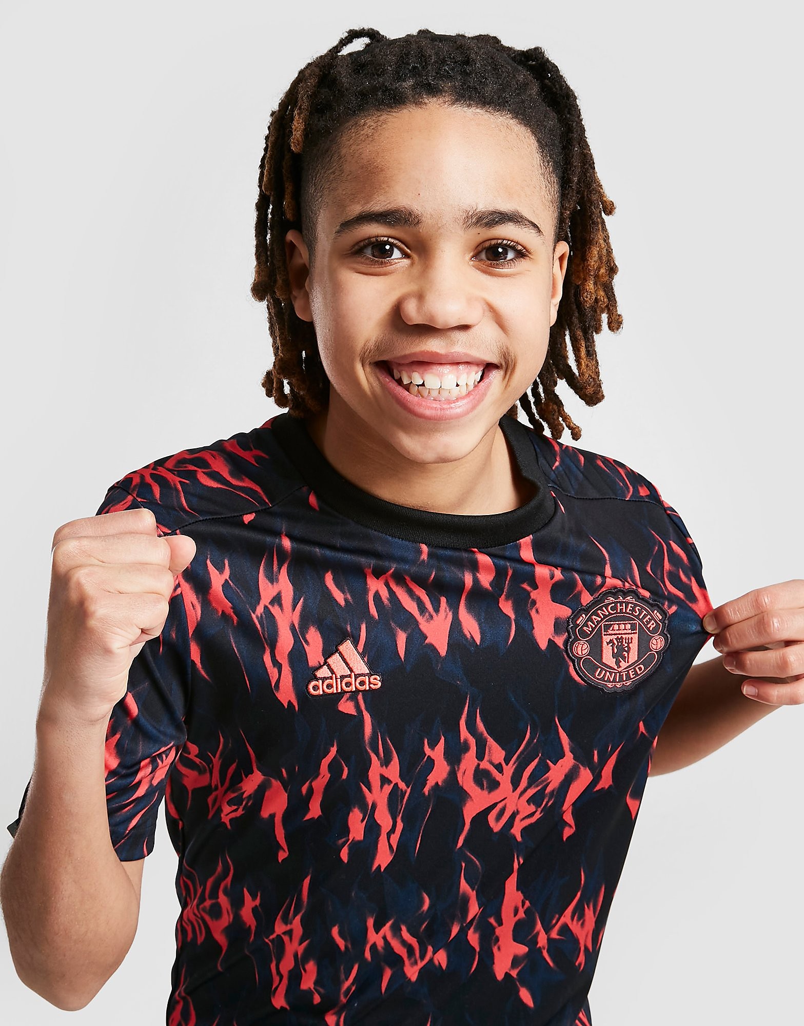 

adidas Manchester United FC Pre Match Shirt Junior - Black / Shock Red - Kids, Black / Shock Red