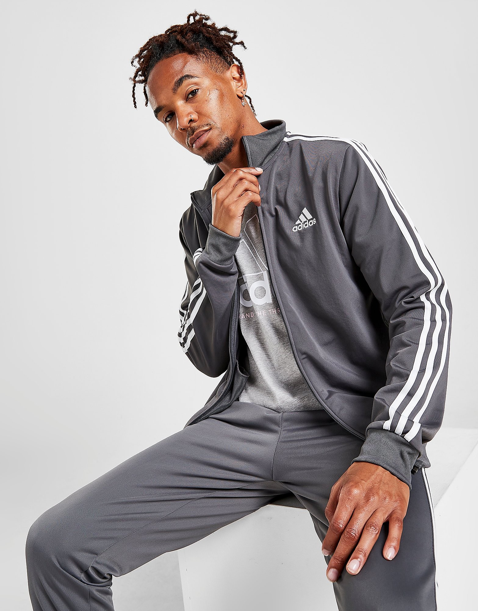 

adidas Badge Of Sport 3-Stripes Poly Track Top - Only at JD - Grey - Mens, Grey