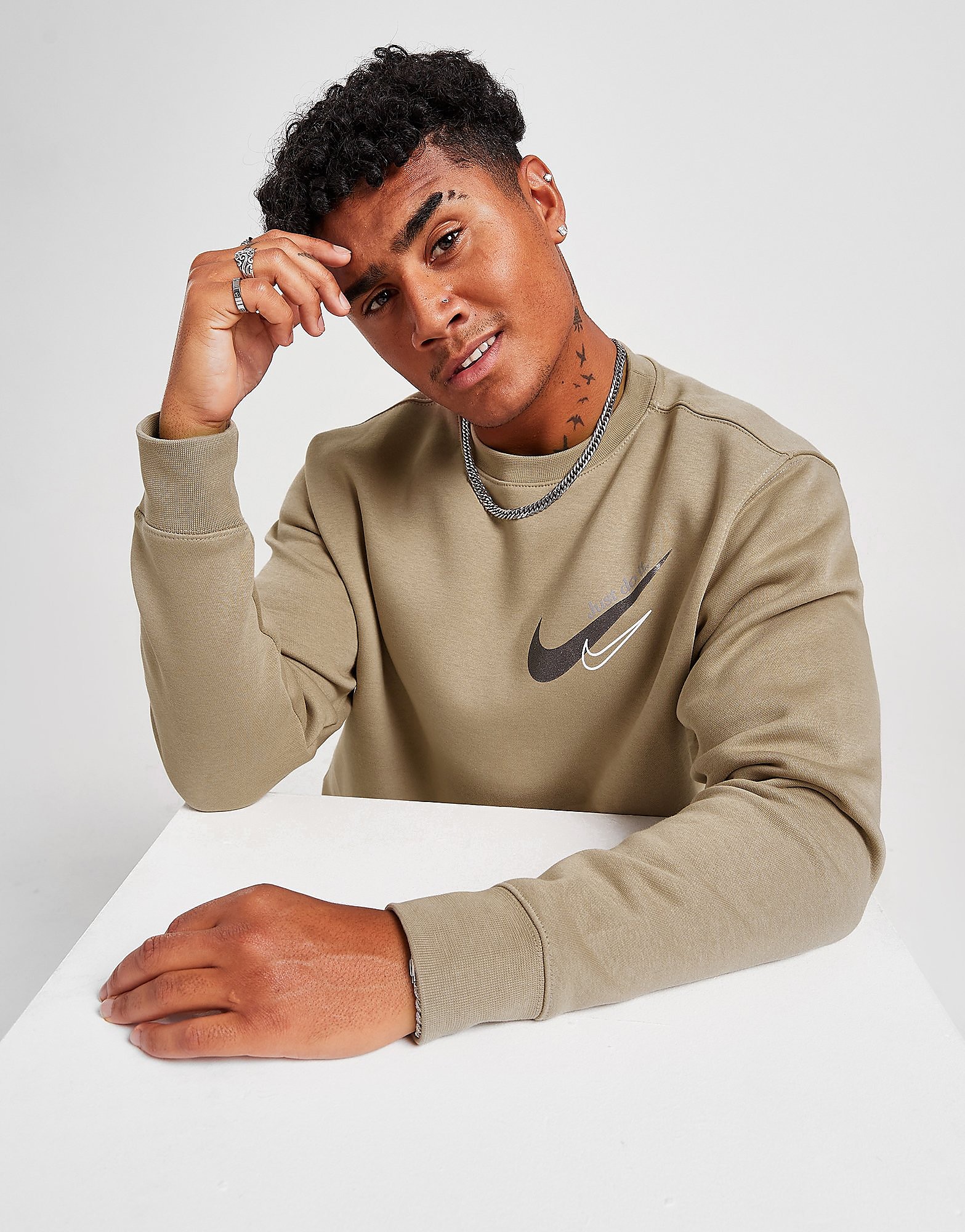 

Nike Swoosh Fleece Crew Sweatshirt - Brown - Mens, Brown