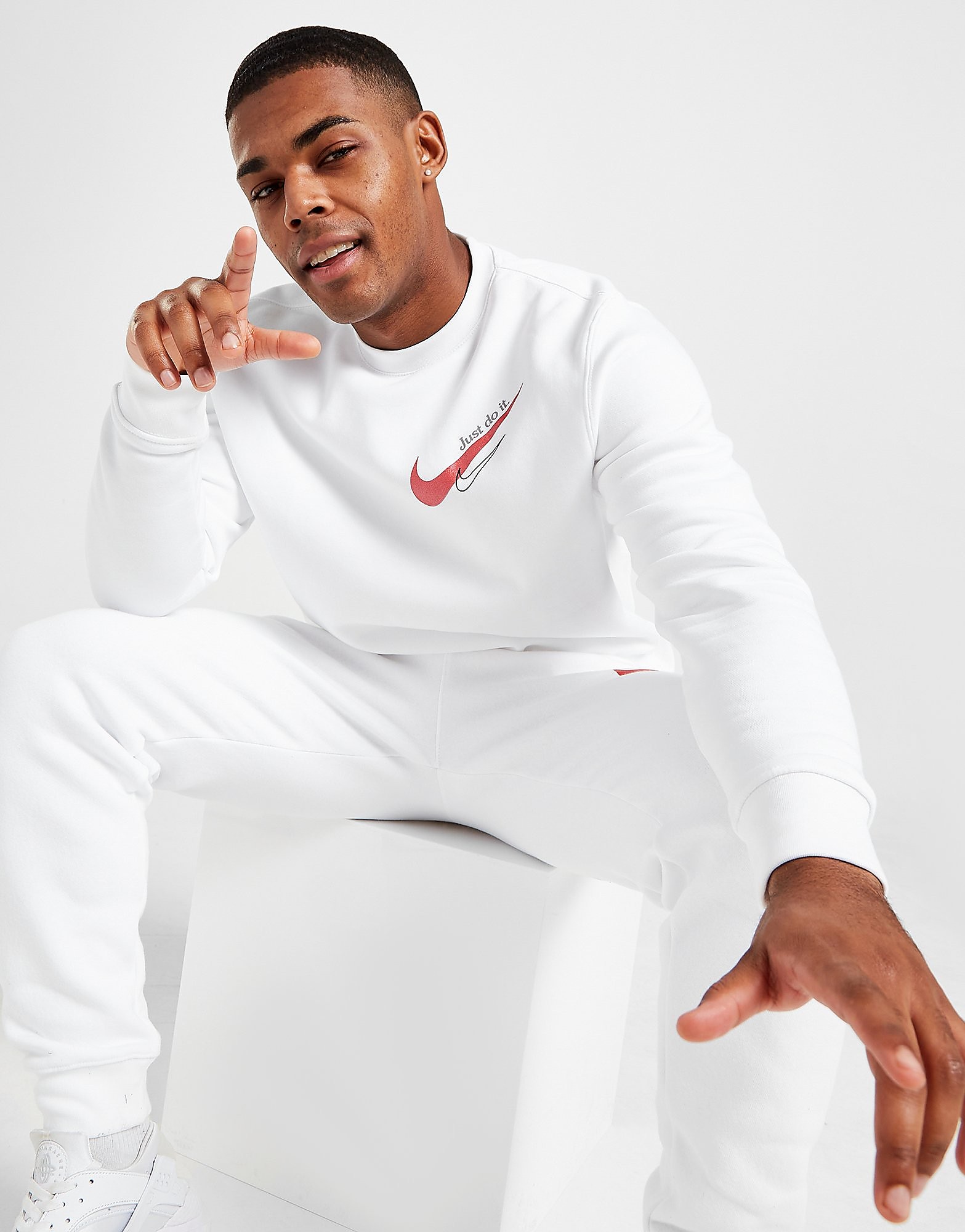 

Nike Swoosh Fleece Crew Sweatshirt - White - Mens, White