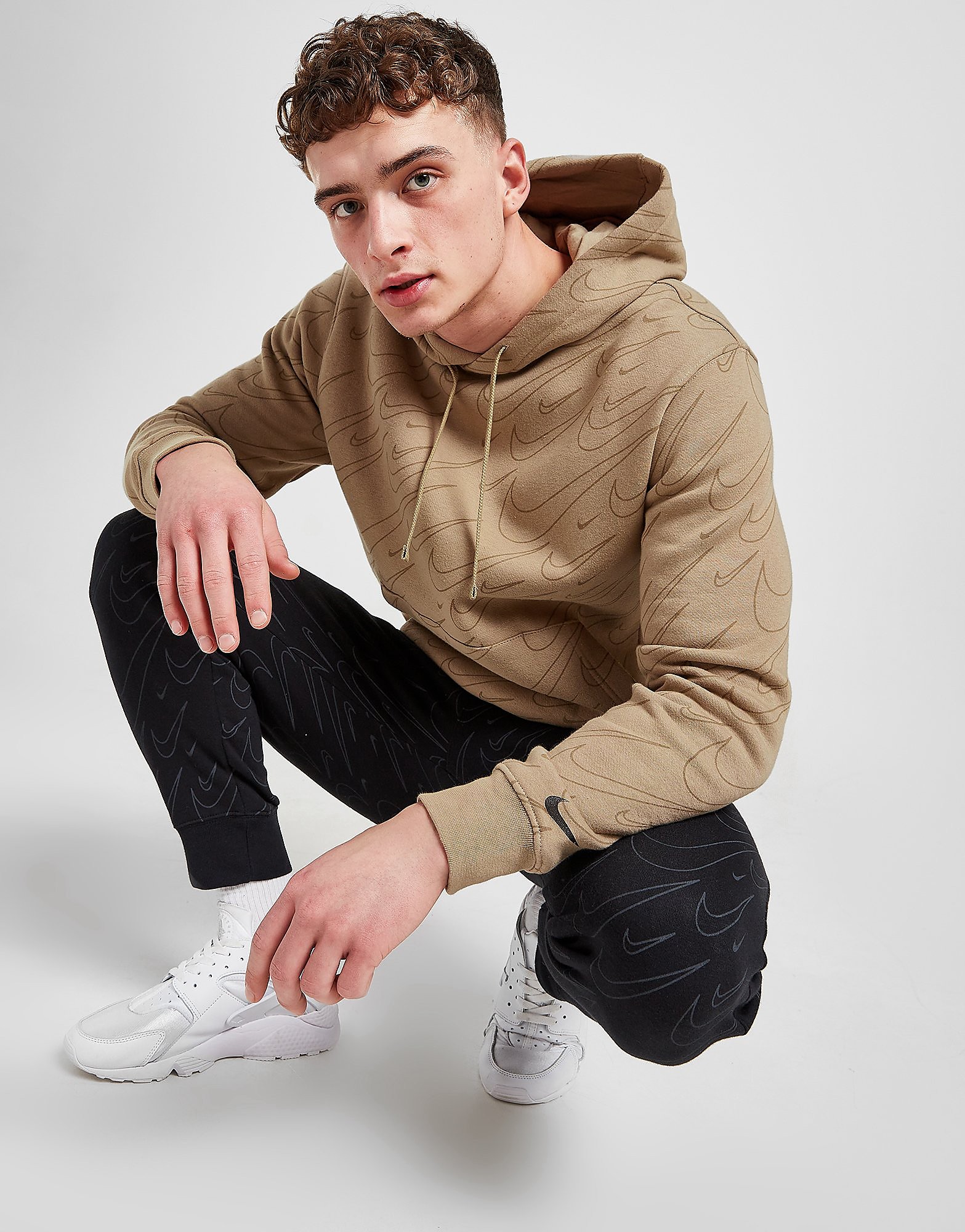 

Nike All Over Print Swoosh Hoodie - Brown - Mens, Brown