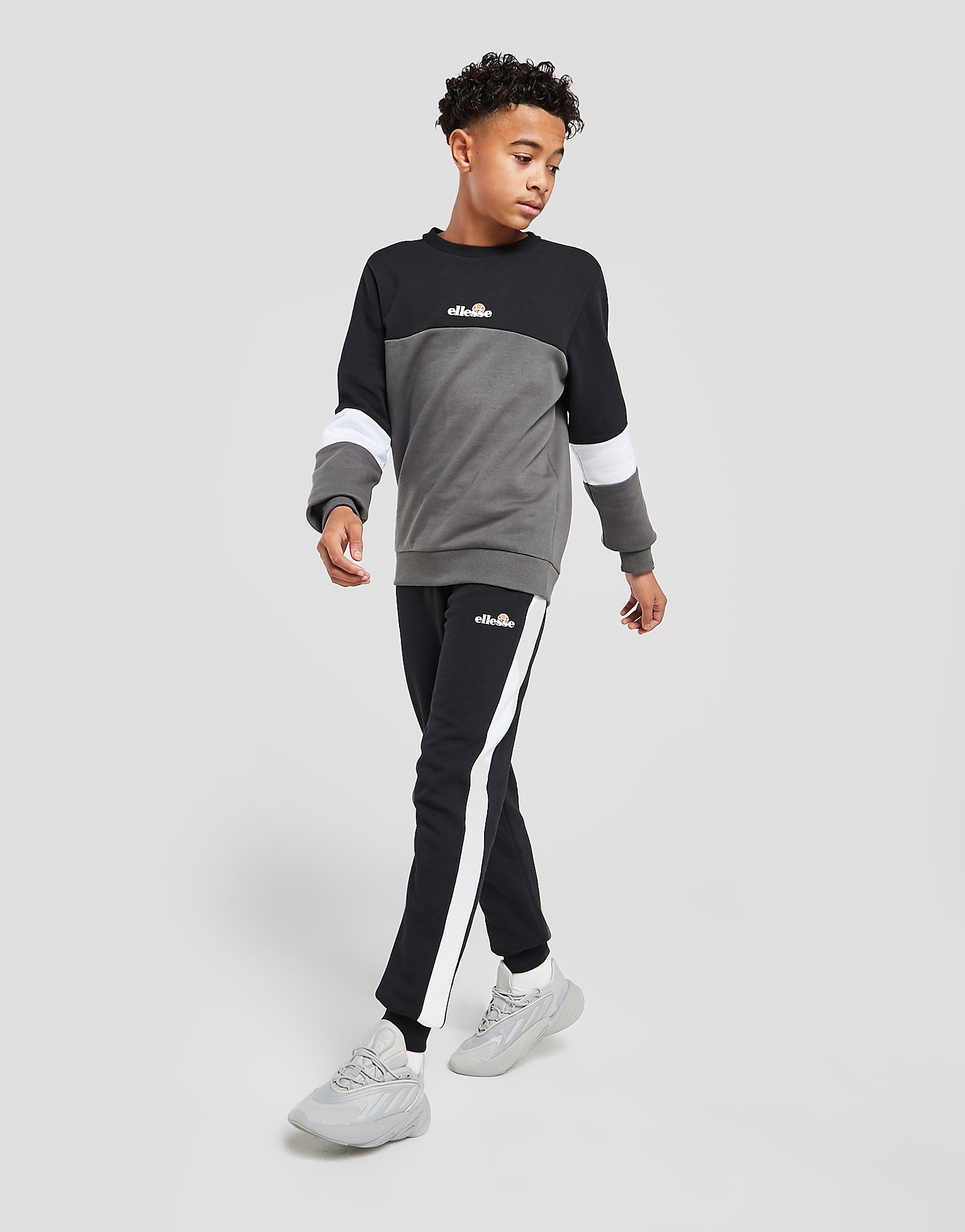Ellesse Gios Colour Block Fleece Crew Sweatshirt Junior - Black - Kids, Black