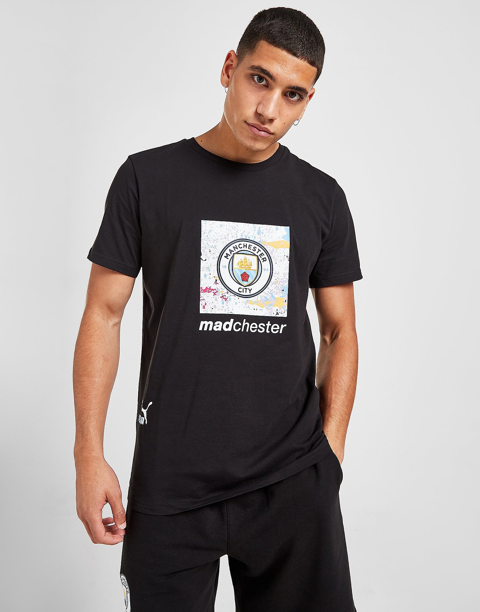 

Puma Manchester City Madechester Graphic Logo T-Shirt - Black - Mens, Black