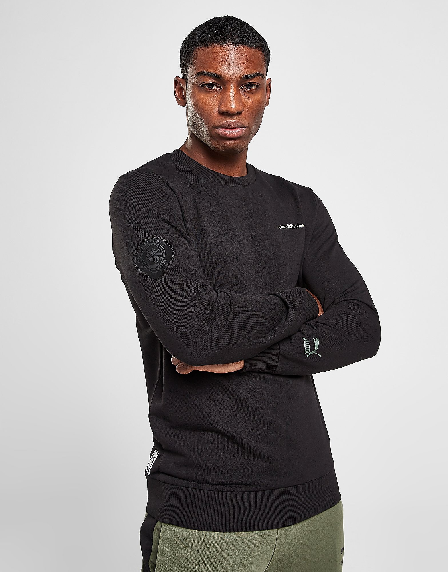 Puma Madchester Graphic Crew Sweatshirt - Black - Mens, Black