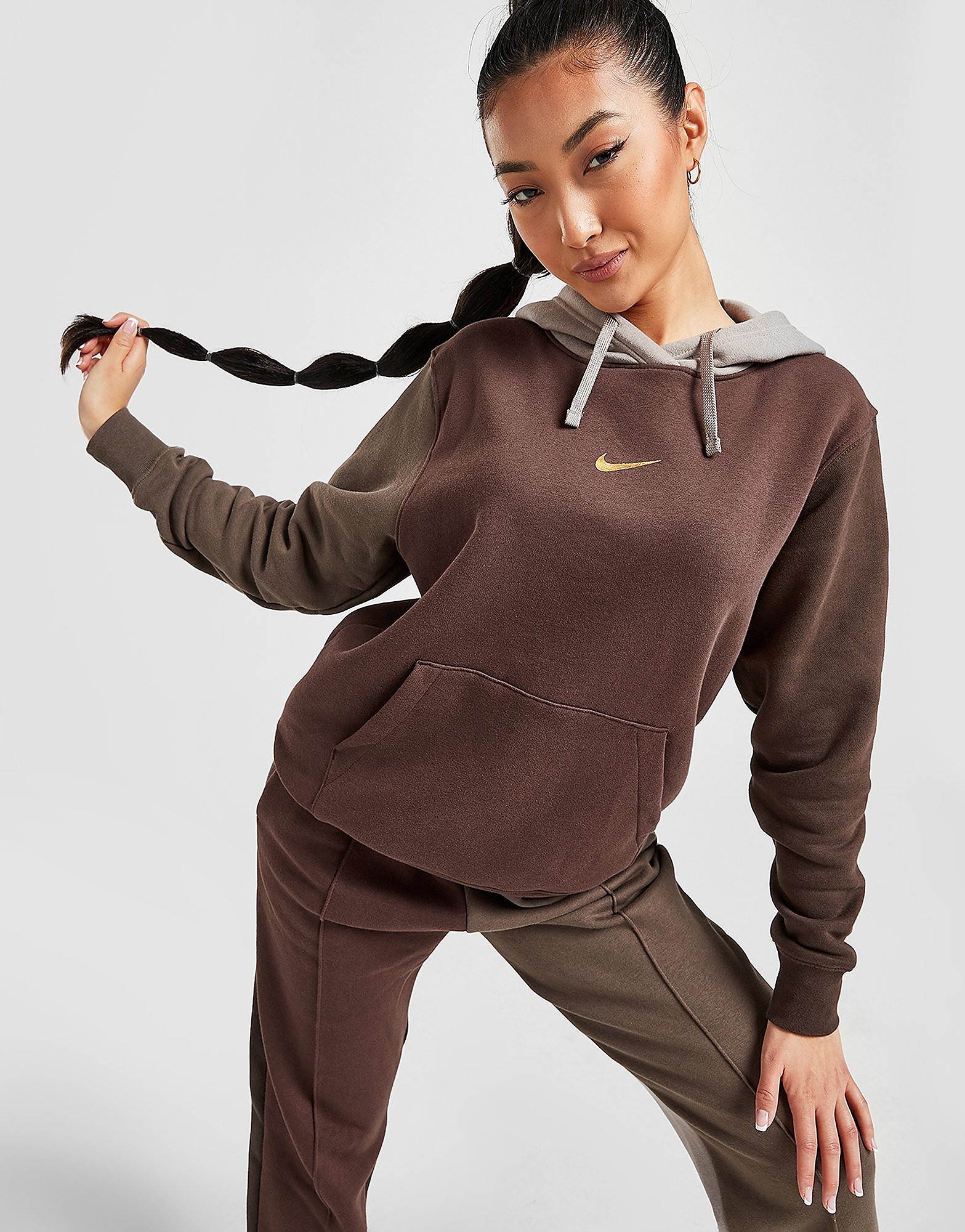 

Nike Colour Block Swoosh Hoodie - Light Chocolate - Womens, Light Chocolate