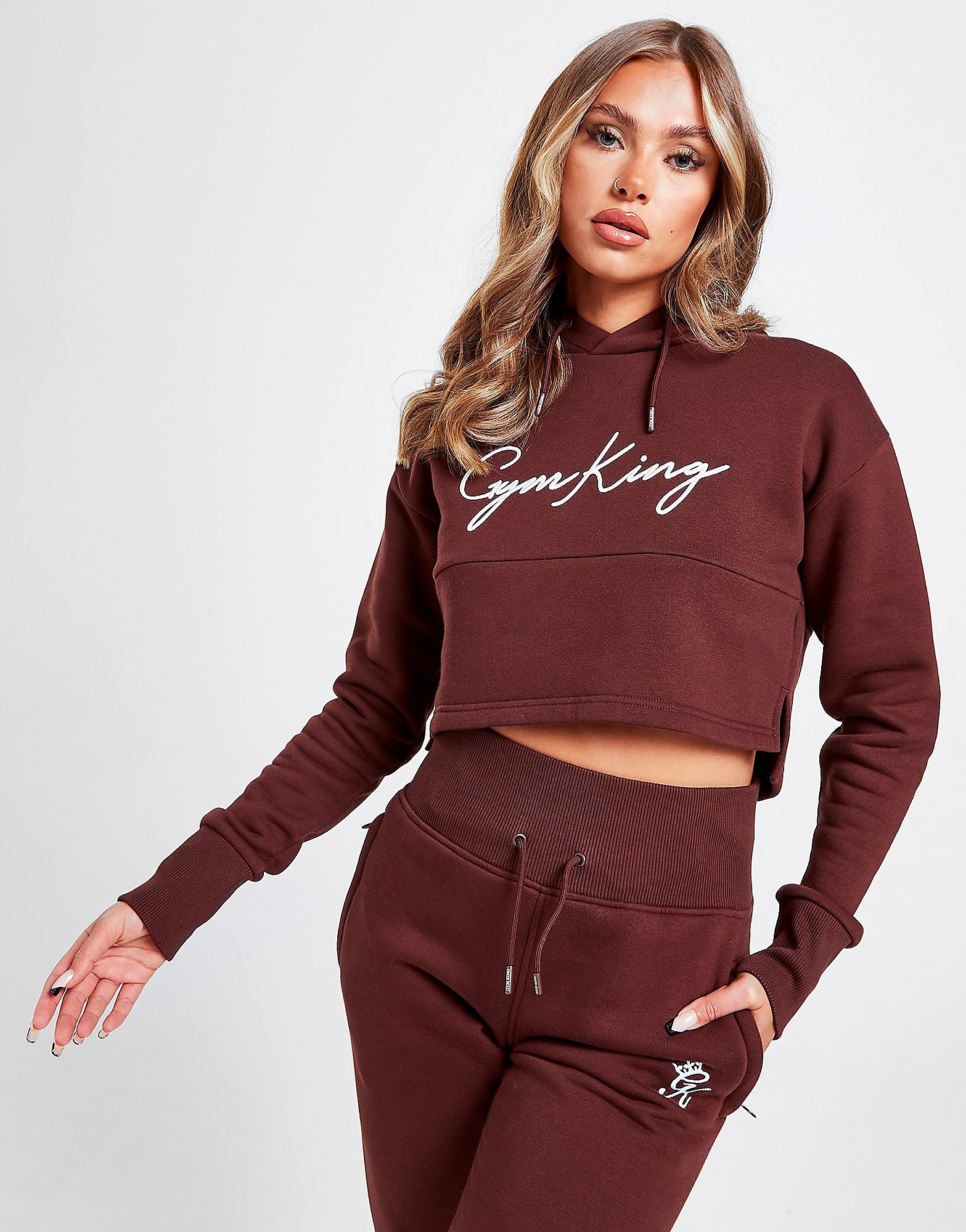 

Gym King Sky Crop Logo Hoodie - Brown - Womens, Brown