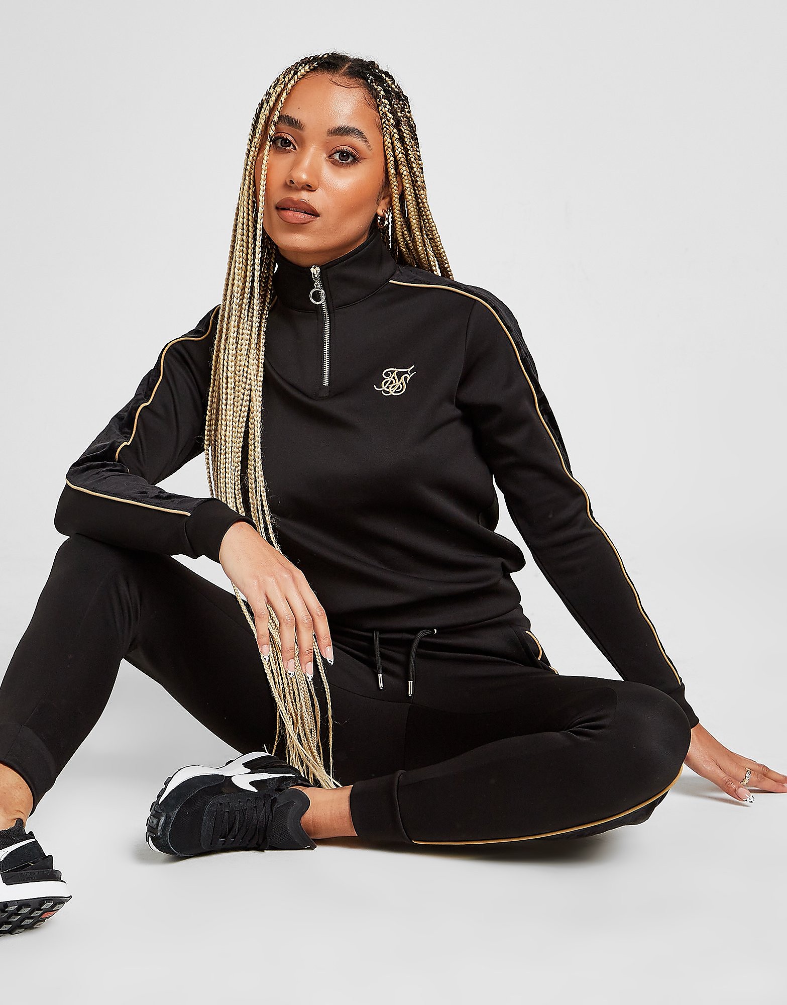 

SikSilk Leopard 1/4 Zip Track Top - Only at JD - Black - Womens, Black