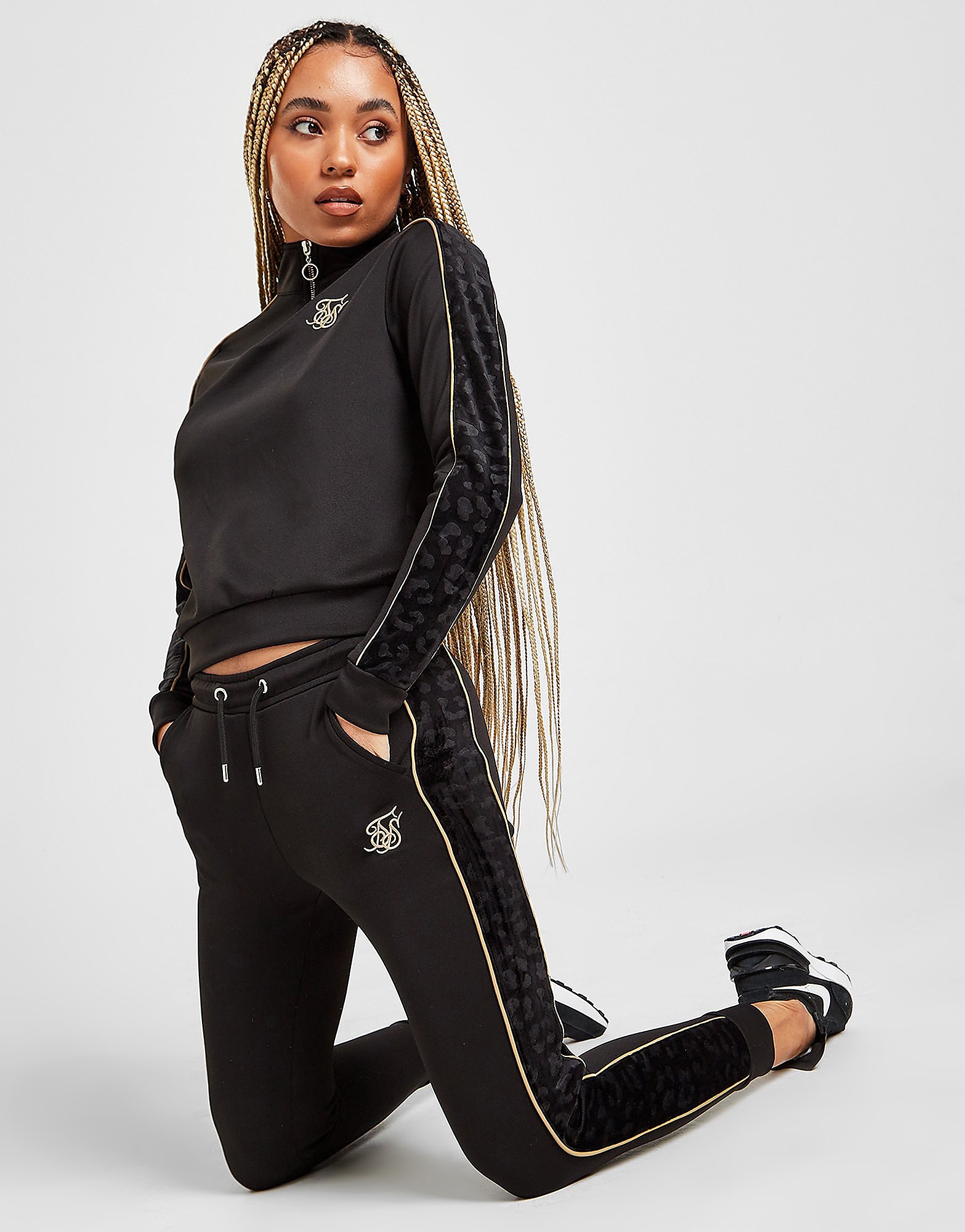 

SikSilk Leopard Tape Track Pants - Only at JD - Black - Womens, Black
