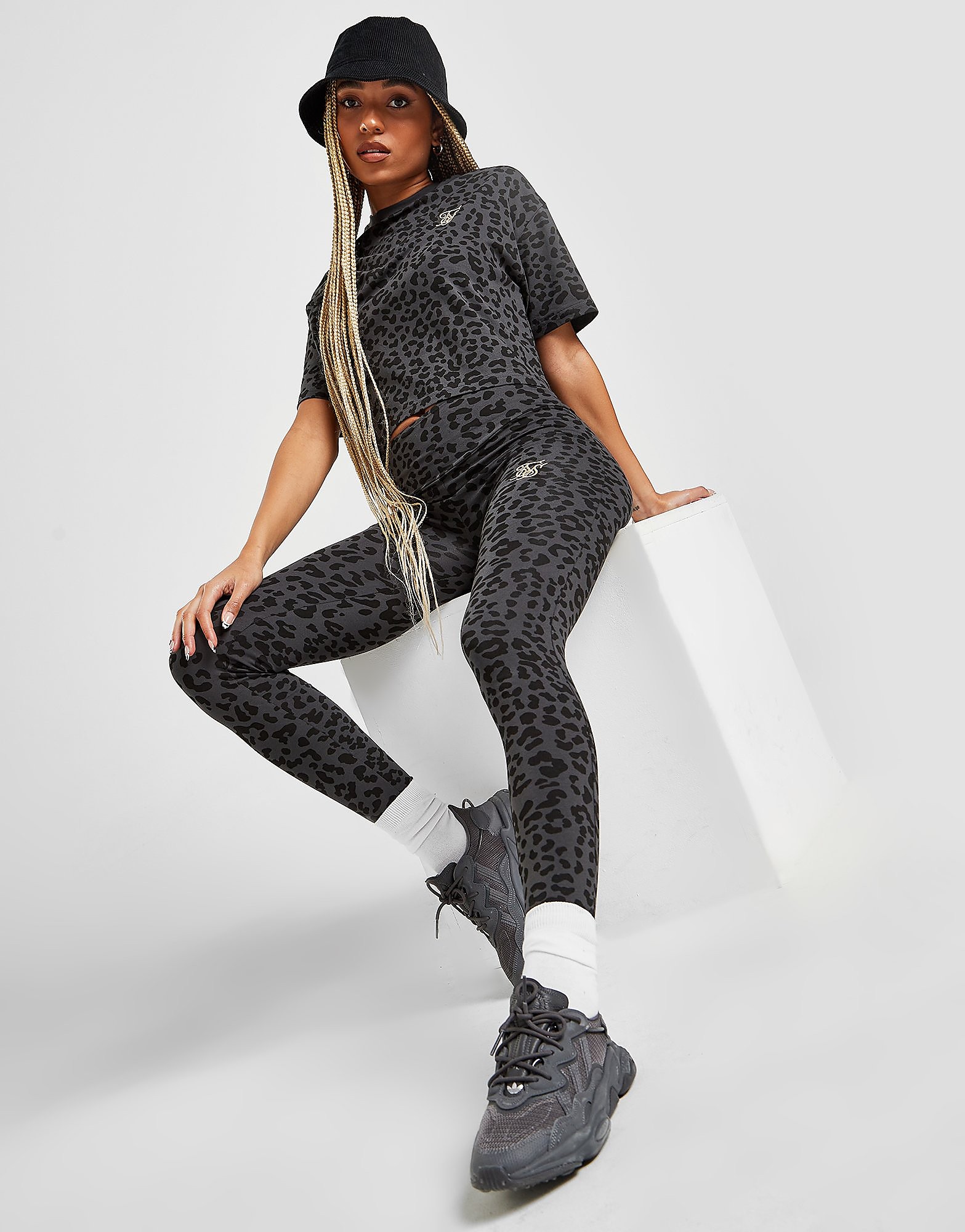 SikSilk All Over Leopard Print Leggings - Only at JD - Black - Womens, Black