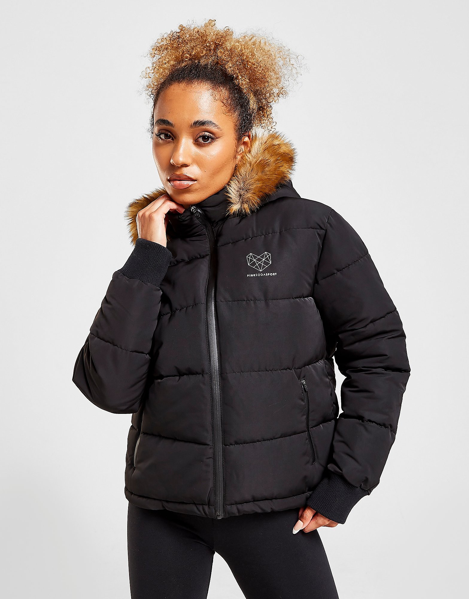 

Pink Soda Sport Fur Padded Jacket - Only at JD - Black - Womens, Black