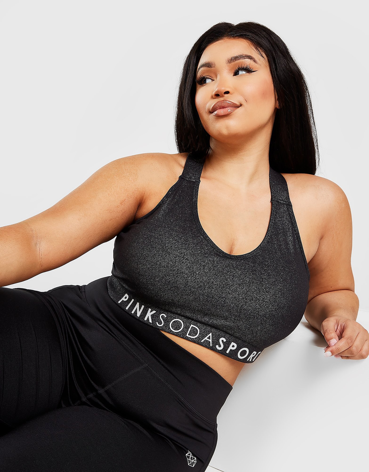 

Pink Soda Sport Plus Size Glitter Sports Bra - Only at JD - Black - Womens, Black