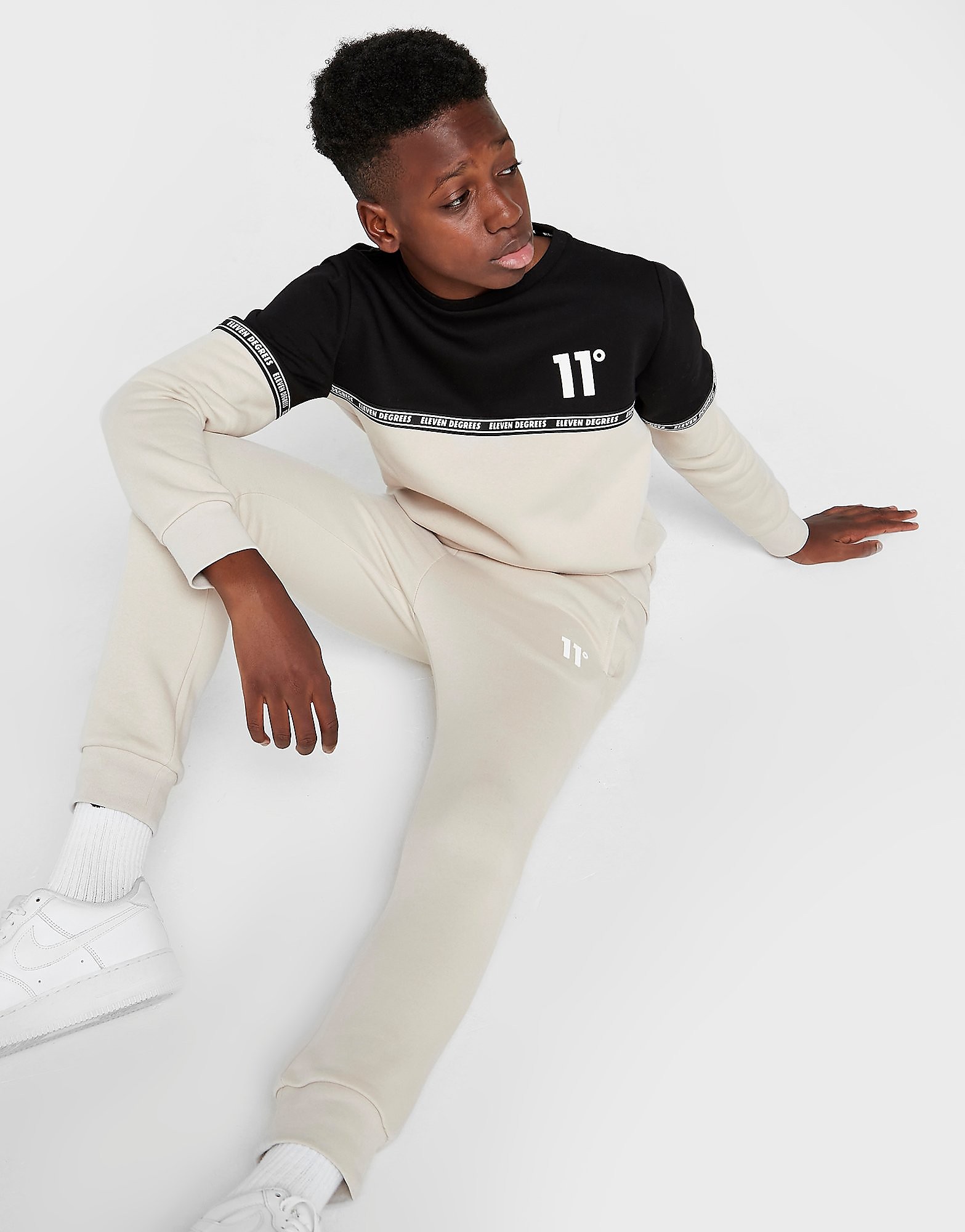 

11 Degrees Cut and Sew Tape Crew Sweatshirt Junior - Brown - Kids, Brown