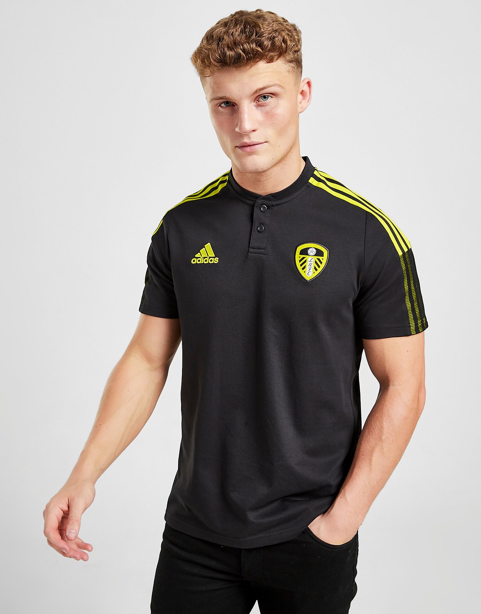 

adidas Leeds United FC Training Polo Shirt - Black - Mens, Black