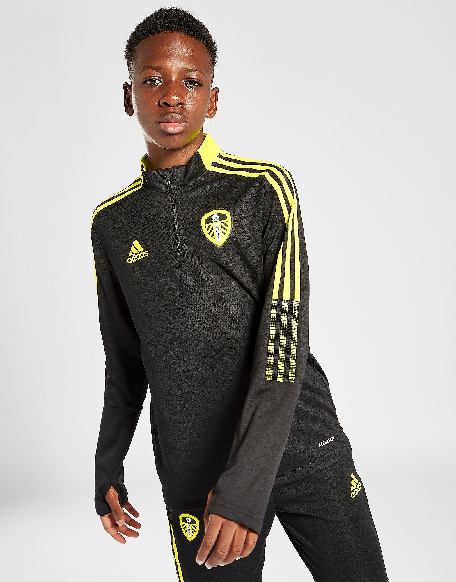 

adidas Leeds United FC 2021 1/4 Zip Top Junior - Black - Kids, Black