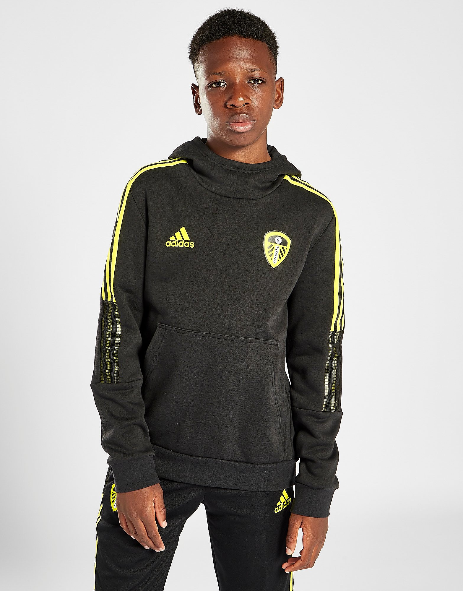 

adidas Leeds United FC 2021 Training Travel Hoodie Junior - Black - Kids, Black