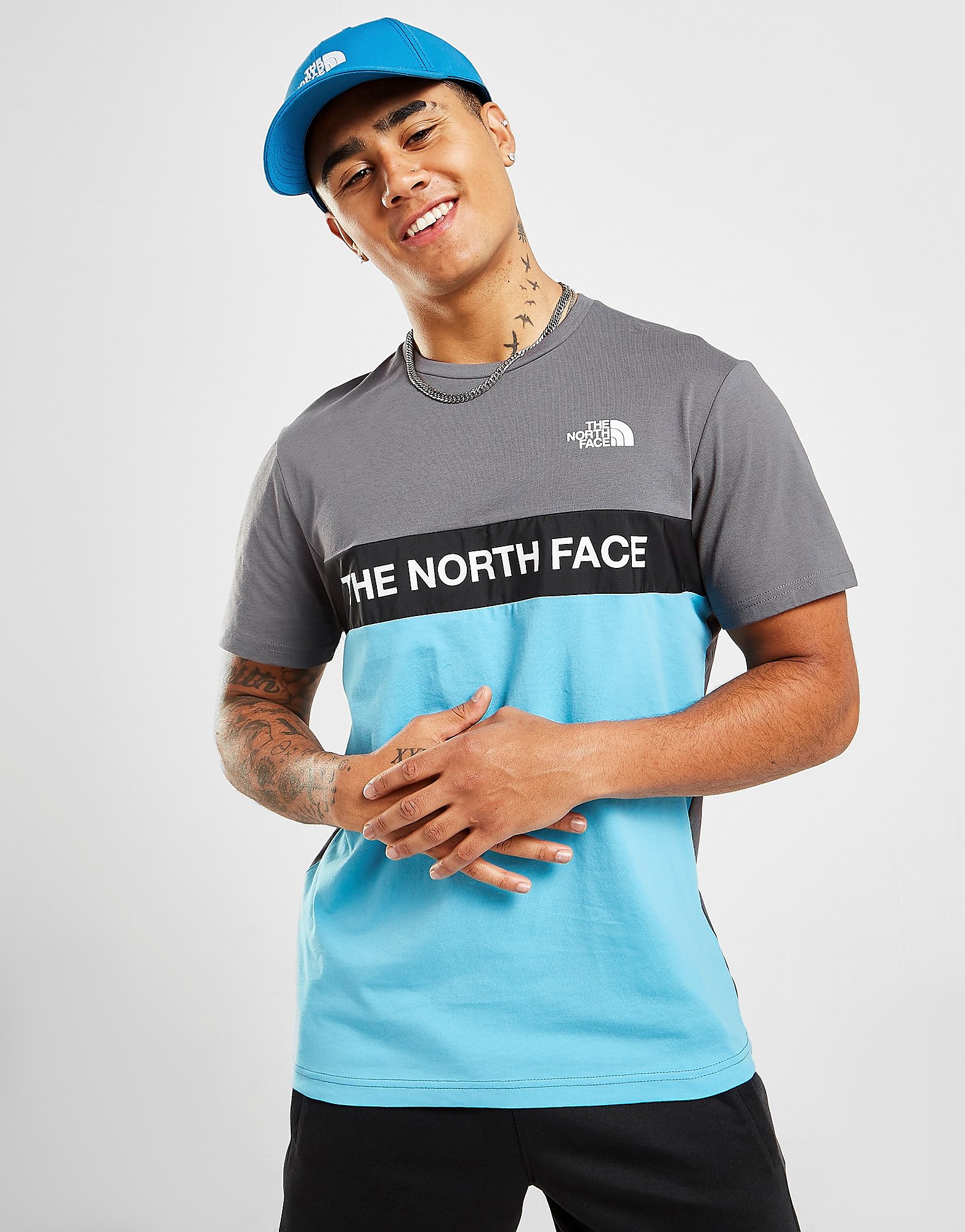 

The North Face Colour Block Grid T-Shirt - Only at JD - Grey/BLU/GY - Mens, Grey/BLU/GY