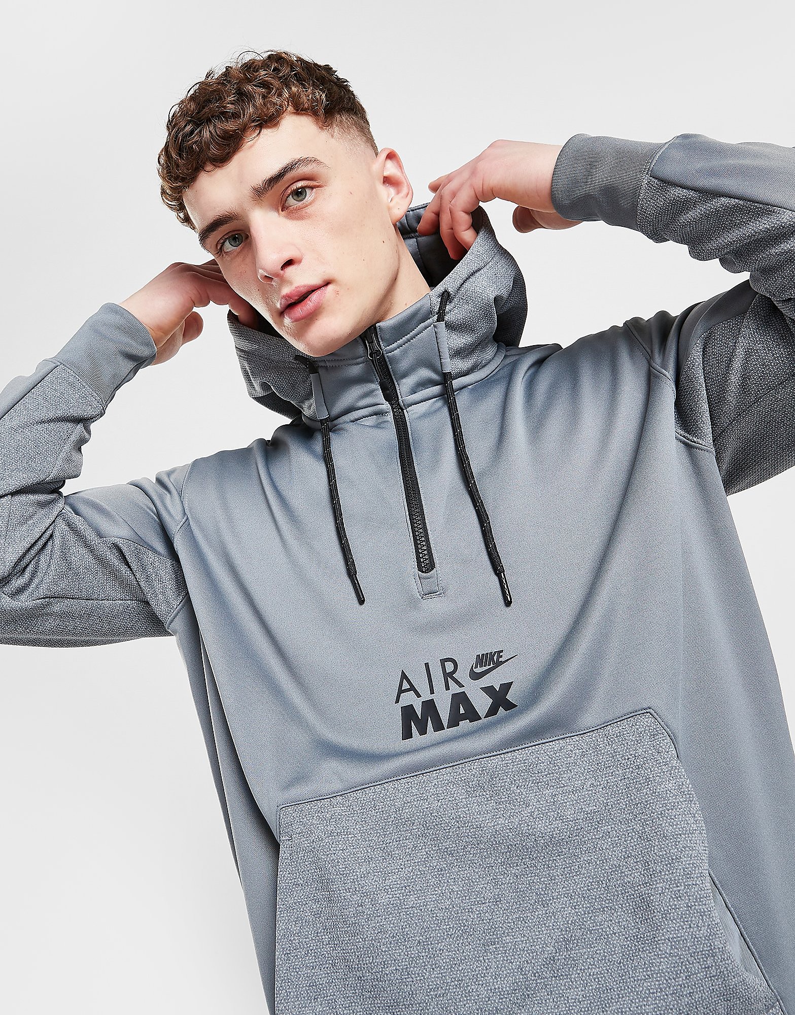 

Nike Air Max 1/4 Zip Fleece Hoodie - Only at JD - Cool Grey/Black - Mens, Cool Grey/Black