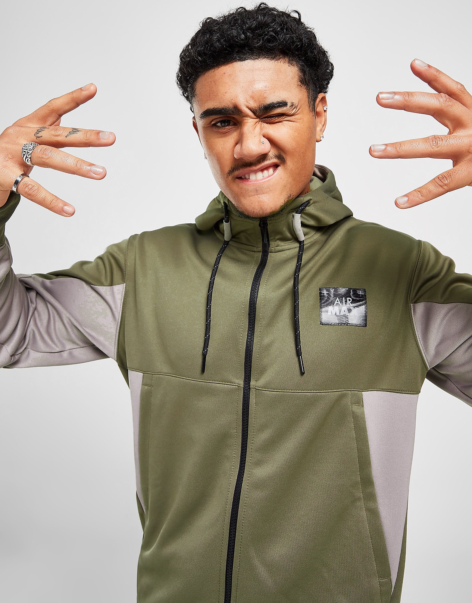 

Nike Max Poly Knit Full Zip Hoodie - Only at JD - Olive Grey/Enigma Stone/Black - Mens, Olive Grey/Enigma Stone/Black