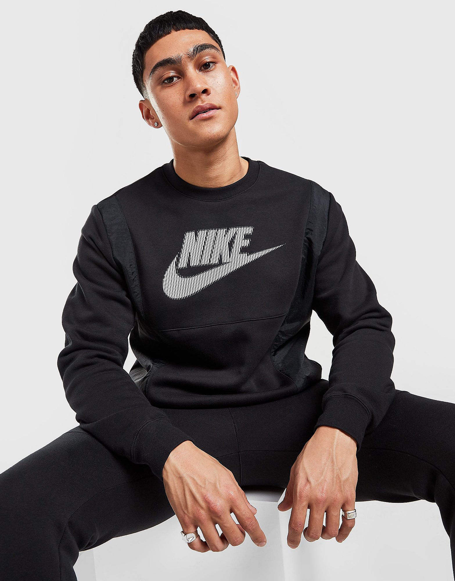 

Nike Hybrid Crew Sweatshirt - Only at JD - Black/Black/Black/Sail - Mens, Black/Black/Black/Sail