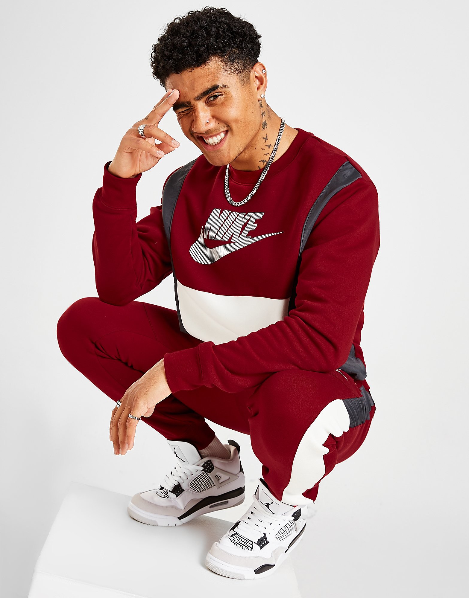 

Nike Hybrid Crew Sweatshirt - Only at JD - Team Red/Sail/Dark Smoke Grey/Sail - Mens, Team Red/Sail/Dark Smoke Grey/Sail