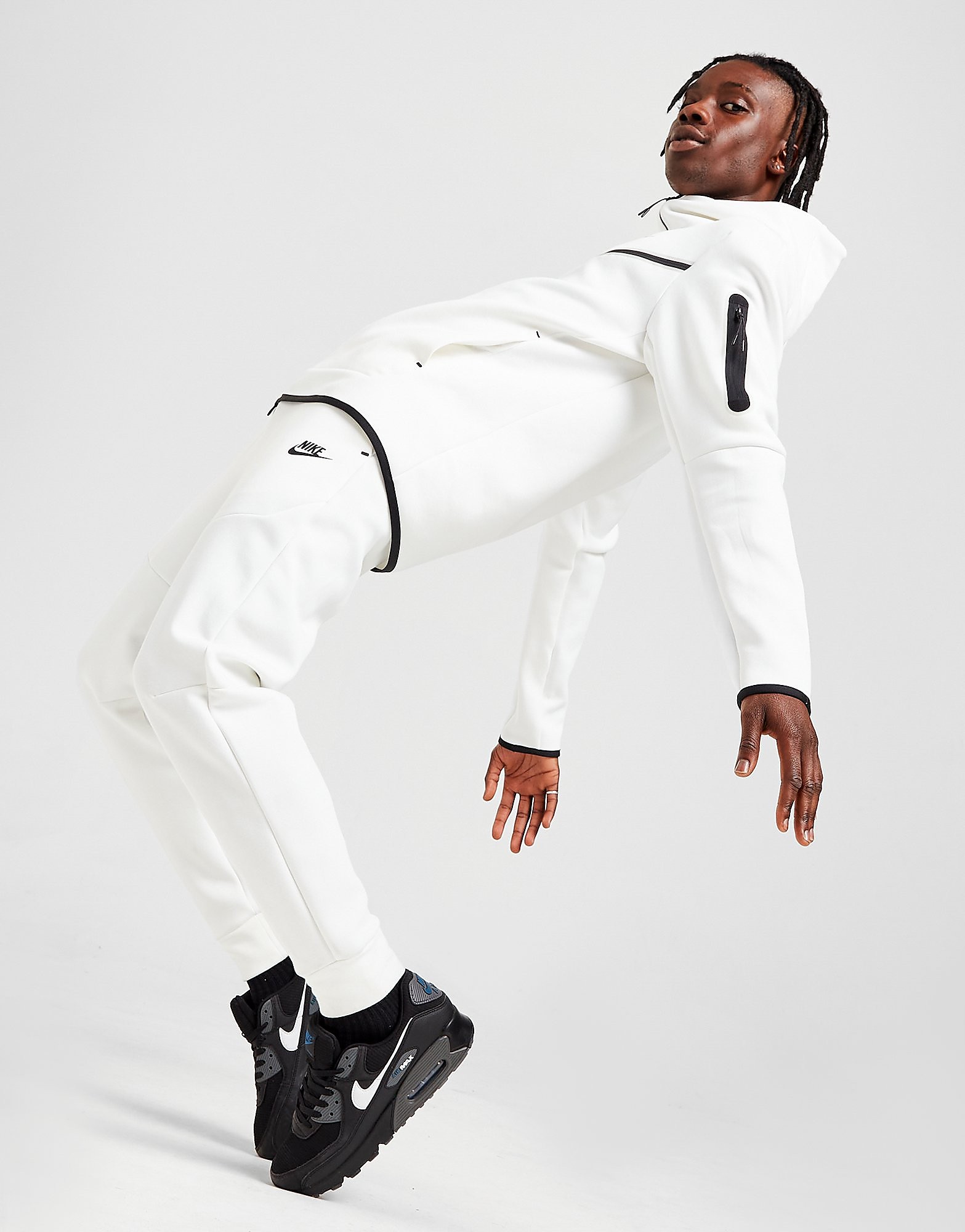 

Nike Tech Fleece Joggers - White/Black - Mens, White/Black