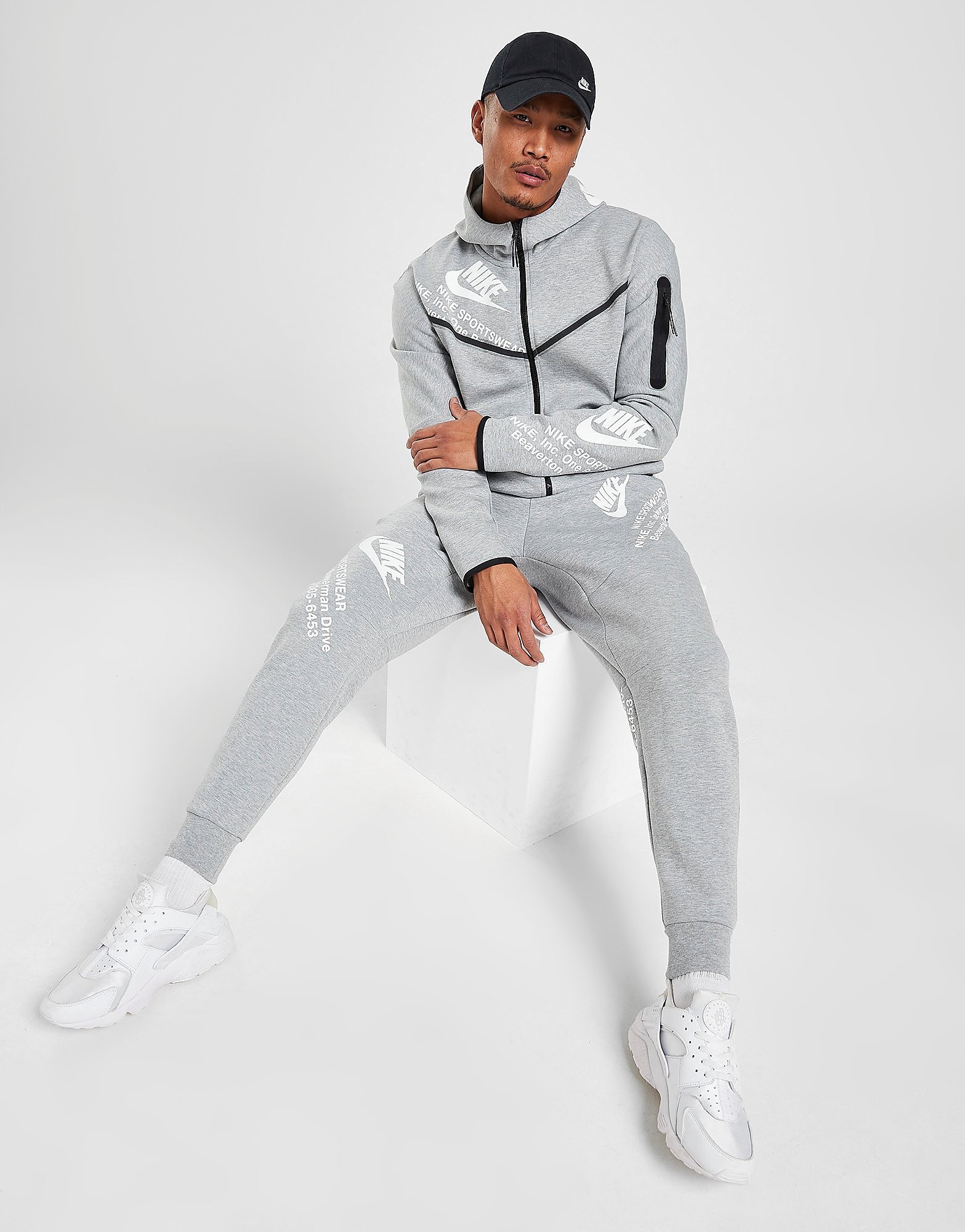 

Nike Tech Fleece Graphic Joggers - Dark Grey/White - Mens, Dark Grey/White