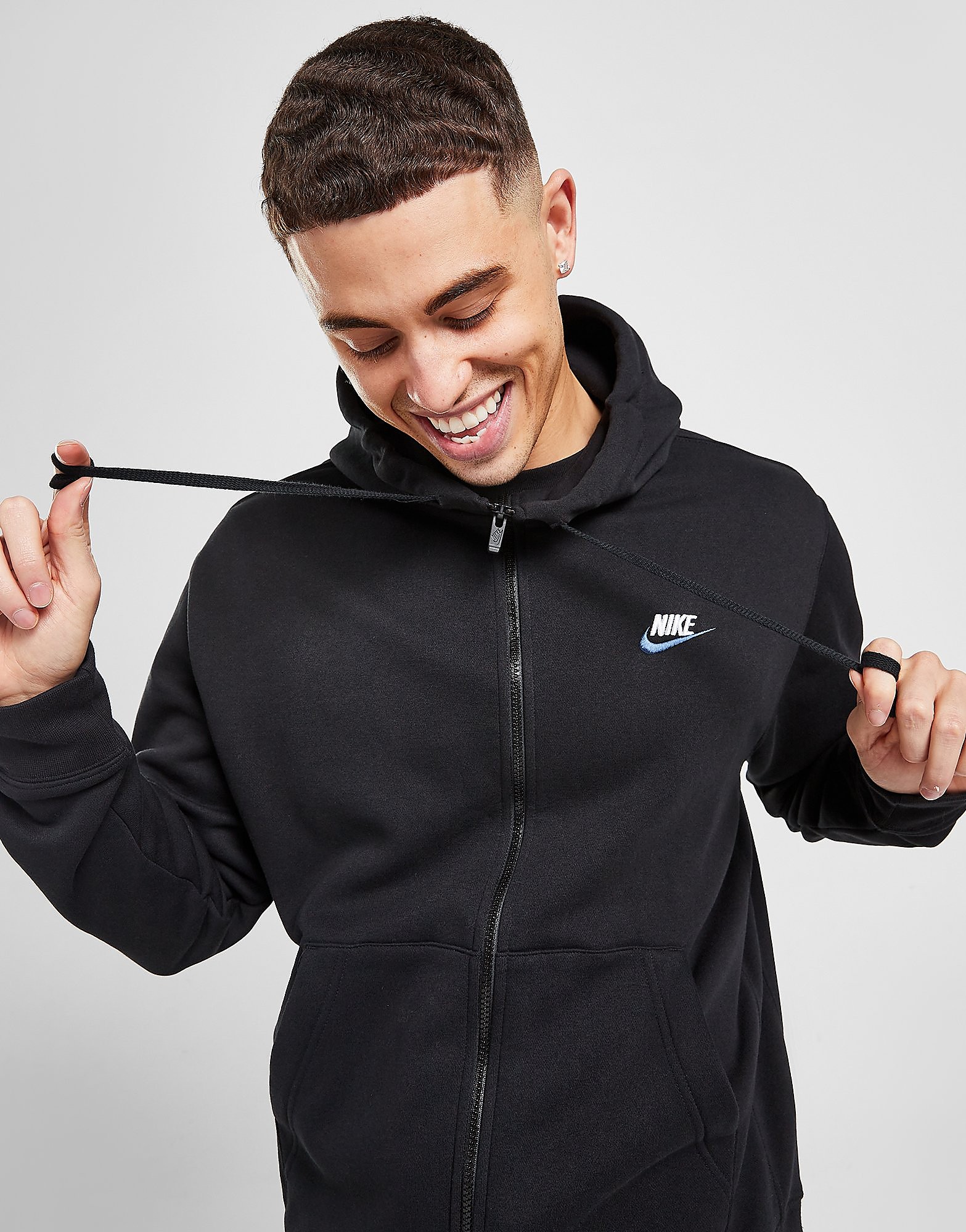 

Nike Foundation Full Zip Hoodie - Only at JD - Black/White - Mens, Black/White