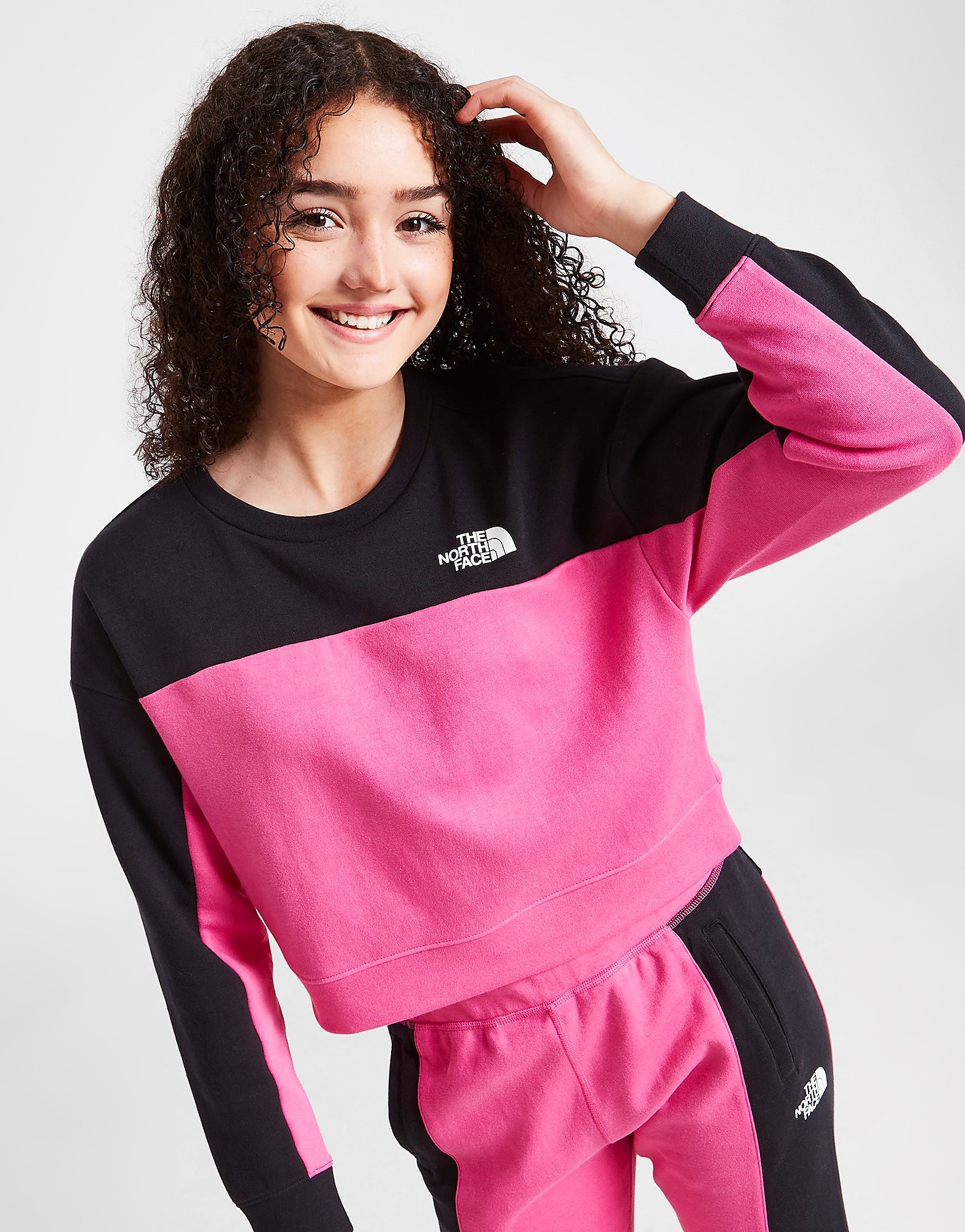

The North Face Girls' Slacker Crew Sweatshirt Junior - Pink/Black - Kids, Pink/Black