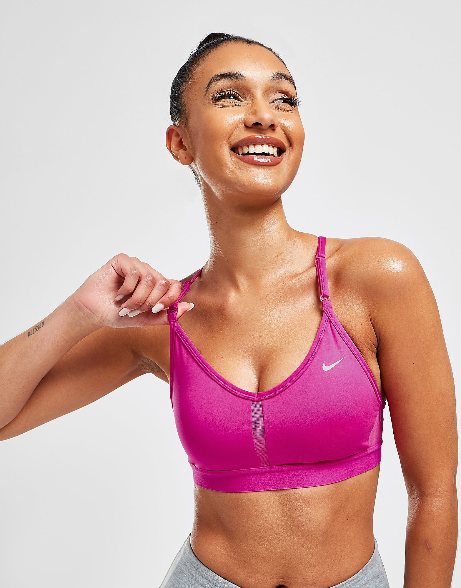 

Nike Training DriFIT Indy Sports Bra - Active Pink/Active Pink/Active Pink/White - Womens, Active Pink/Active Pink/Active Pink/White