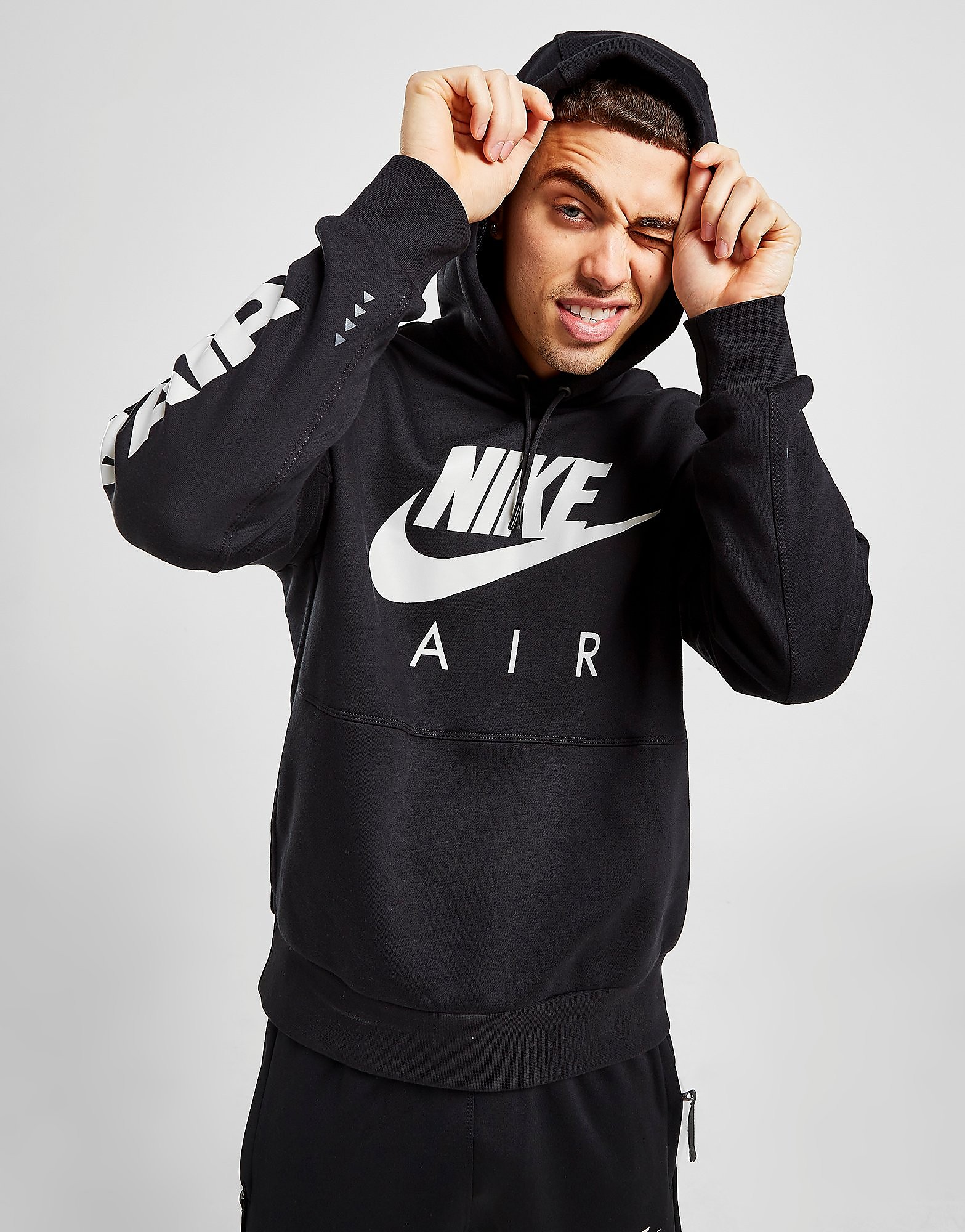 

Nike Air Brushed Back Pullover Hoodie - Black/Light Bone - Mens, Black/Light Bone