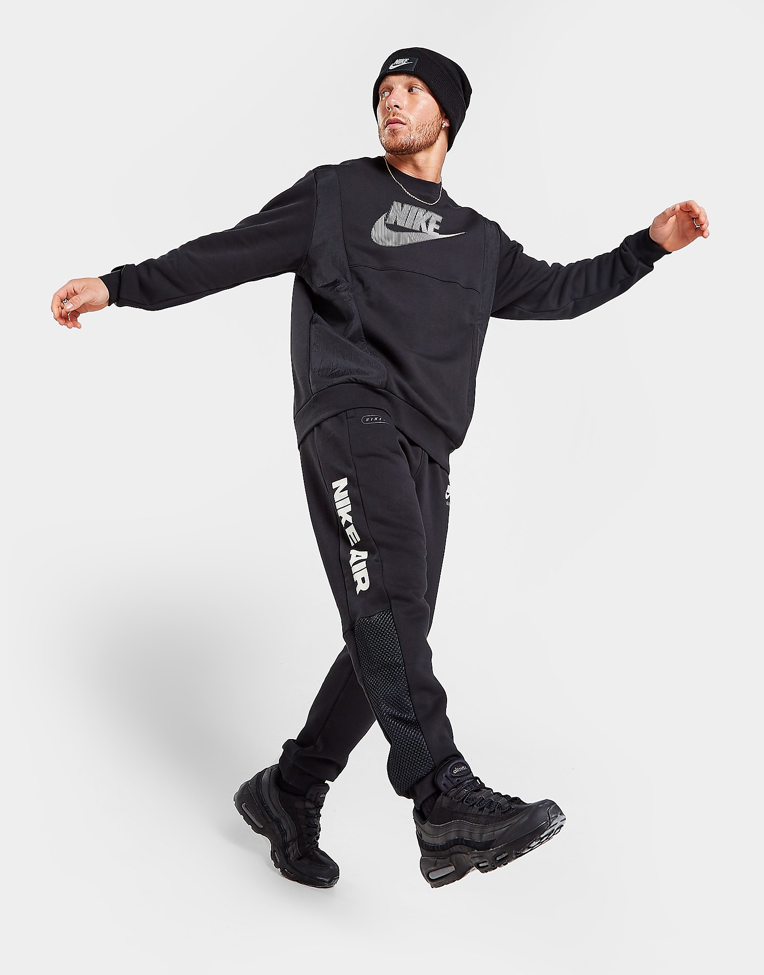 

Nike Air Brushed-Back Joggers - Black/Light Bone - Mens, Black/Light Bone