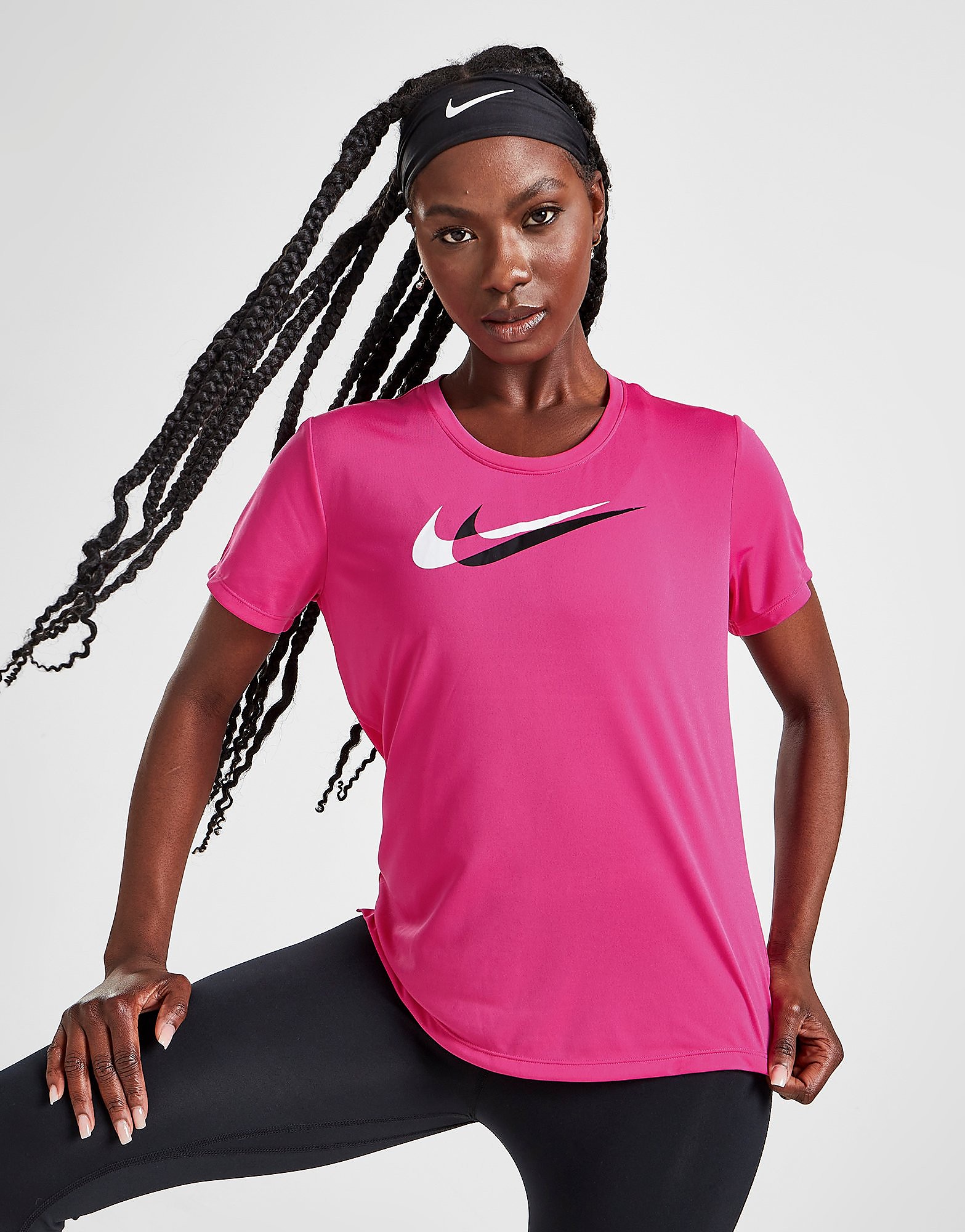 Nike Running Swoosh Short Sleeve T-Shirt - Only at JD - Active Pink/White - Womens, Active Pink/White
