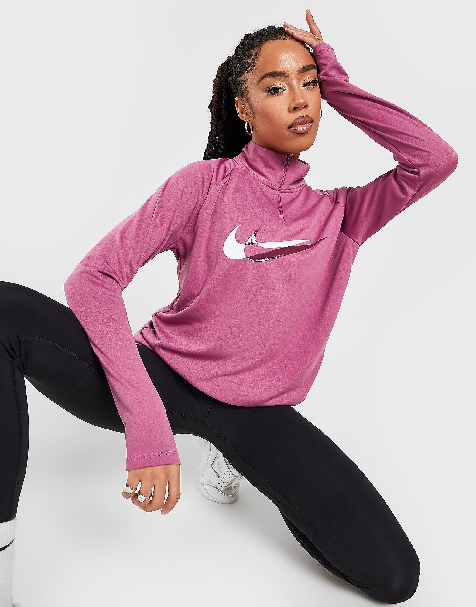 

Nike Running Swoosh 1/4 Zip Top - Light Bordeaux/Sangria/White - Womens, Light Bordeaux/Sangria/White