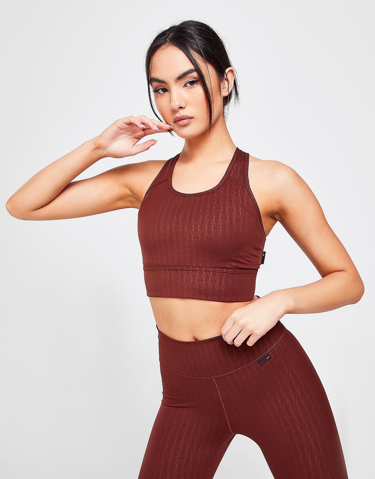 Nike Training One Luxe Allover Print Sports Bra - Bronze Eclipse/Bronze Eclipse/Black - Womens, Bronze Eclipse/Bronze Eclipse/Black