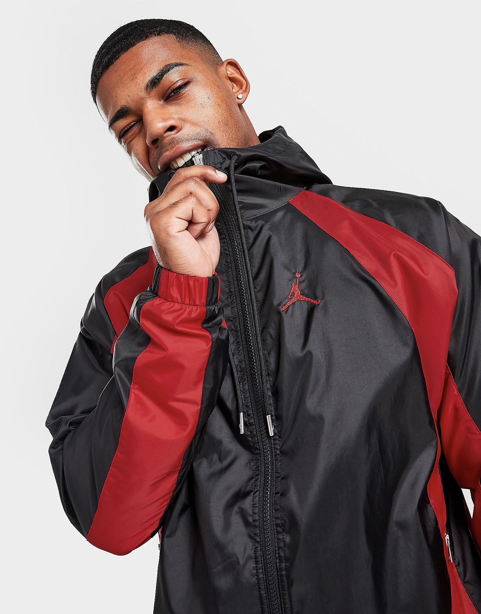 Jordan Essentials Woven Jacket - Black/Gym Red/Red - Mens, Black/Gym Red/Red
