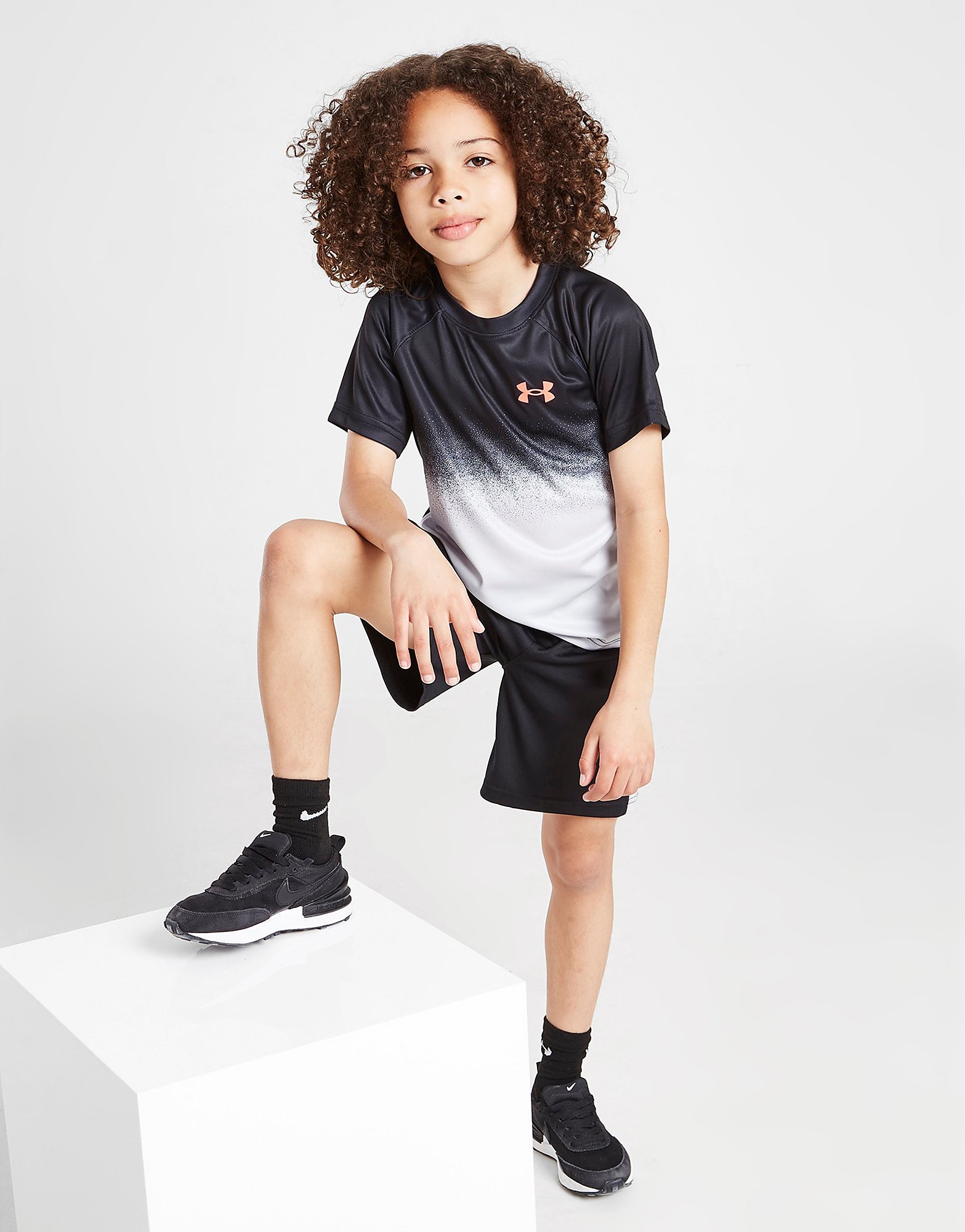 

Under Armour Tech Fade T-Shirt/Shorts Set Children - Black - Kids, Black