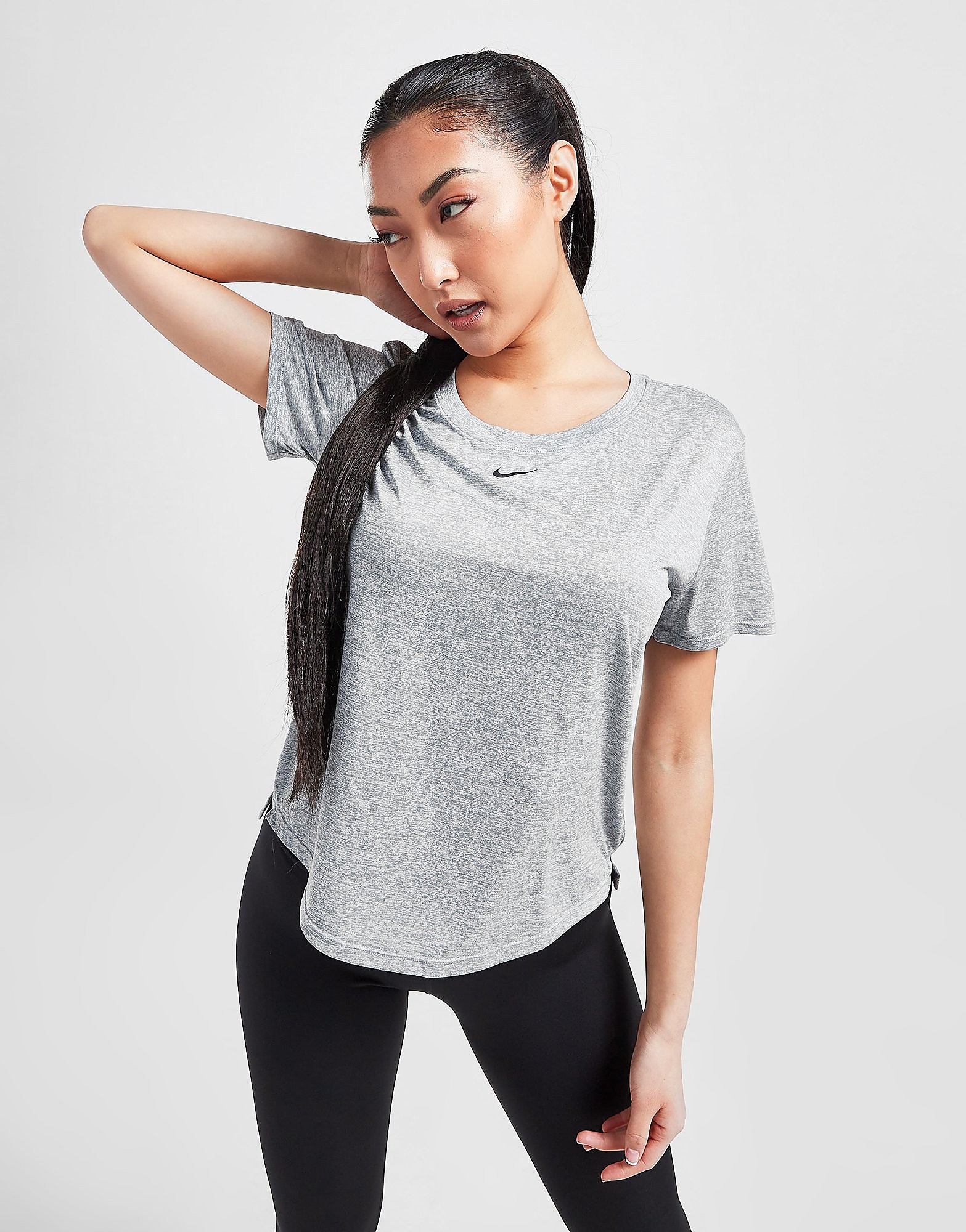 

Nike Training One Short Sleeve T-Shirt - Particle Grey/Heather/Black - Womens, Particle Grey/Heather/Black