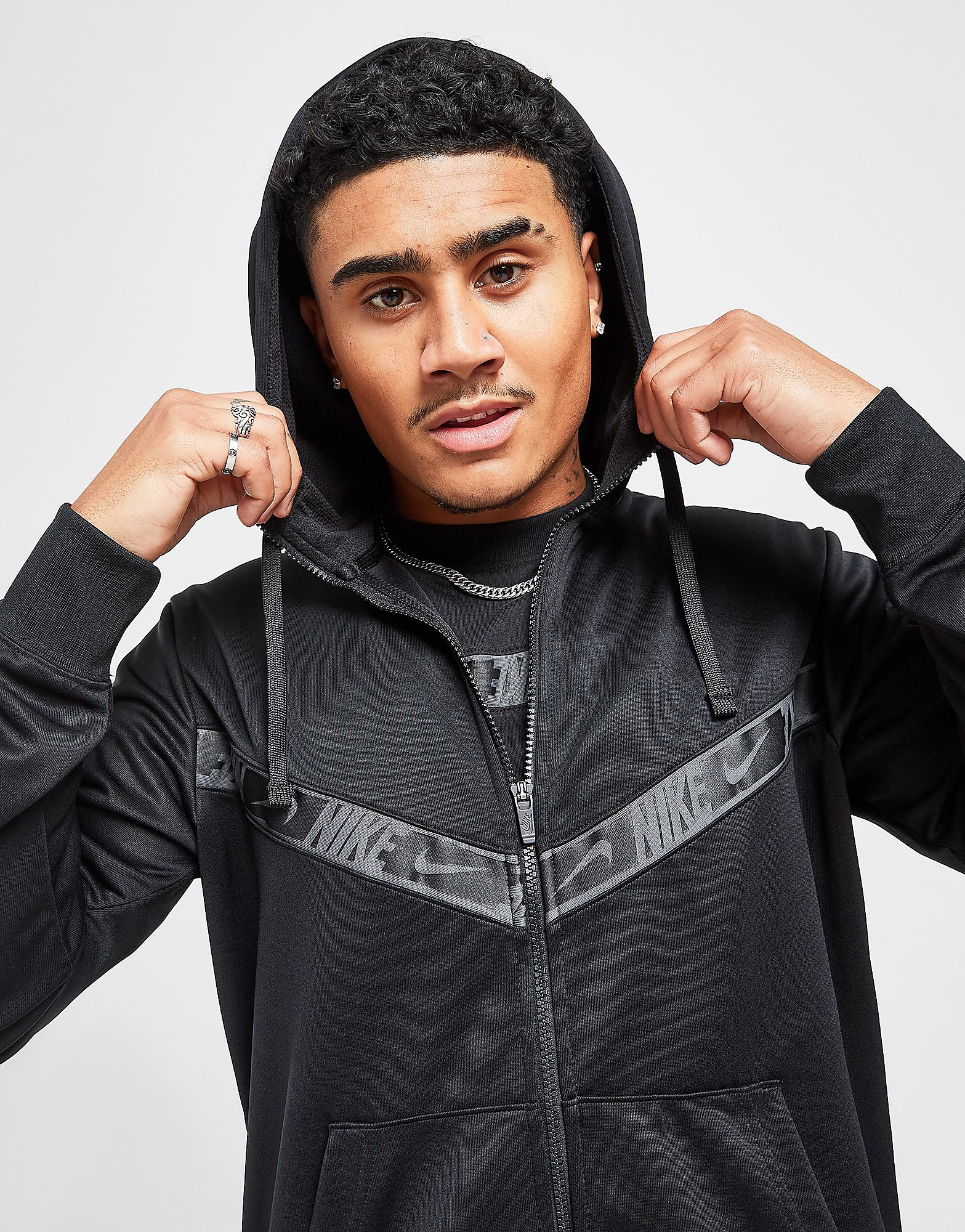 

Nike Repeat Poly Full Zip Hoodie - Black/Black/Iron Grey - Mens, Black/Black/Iron Grey