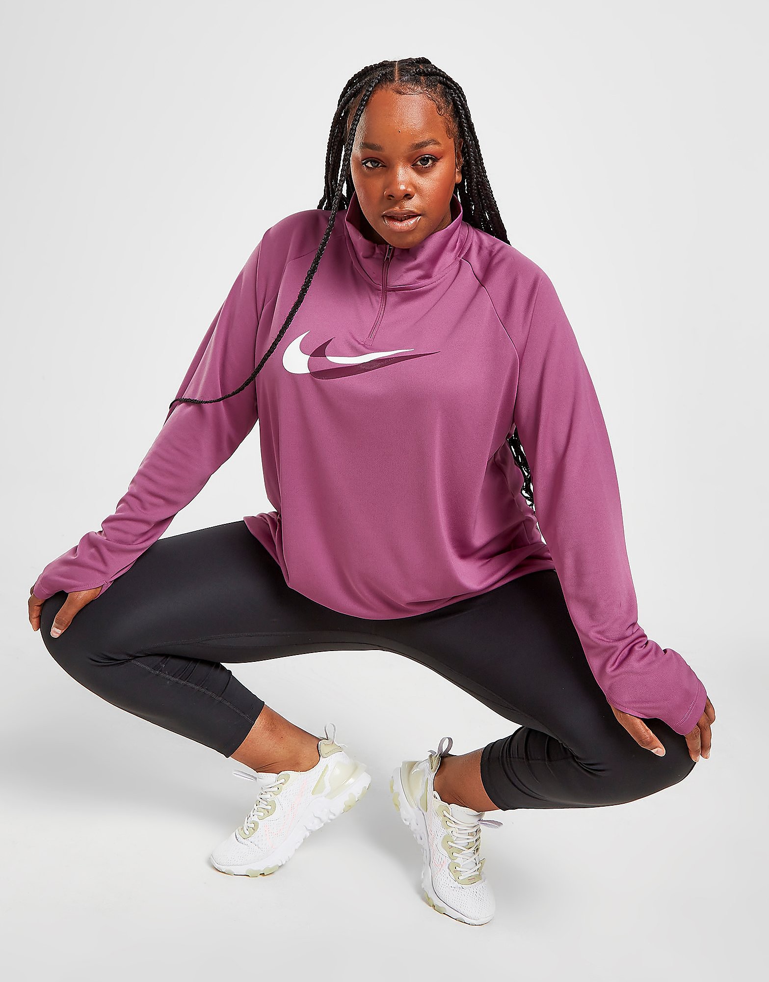 Nike Plus Size Swoosh 1/4 Zip Top - Pink - Womens, Pink