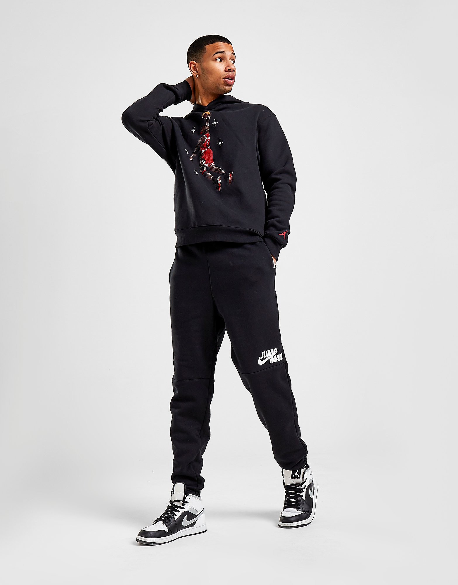 

Jordan Jumpman Fleece Joggers - Black/White - Mens, Black/White