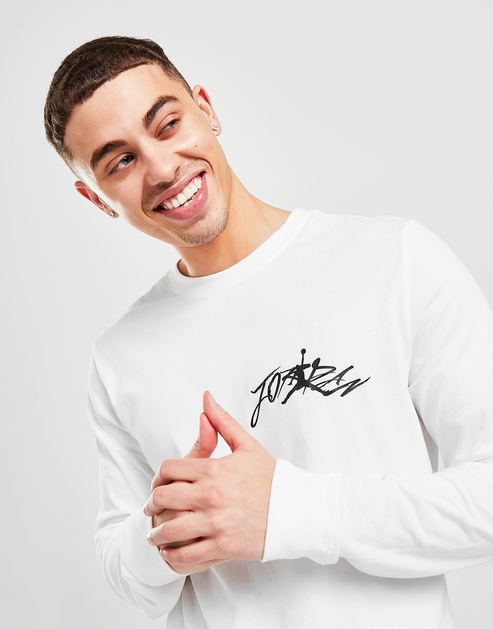 

Jordan Air Graphics Long Sleeve T-Shirt - White/Black - Mens, White/Black