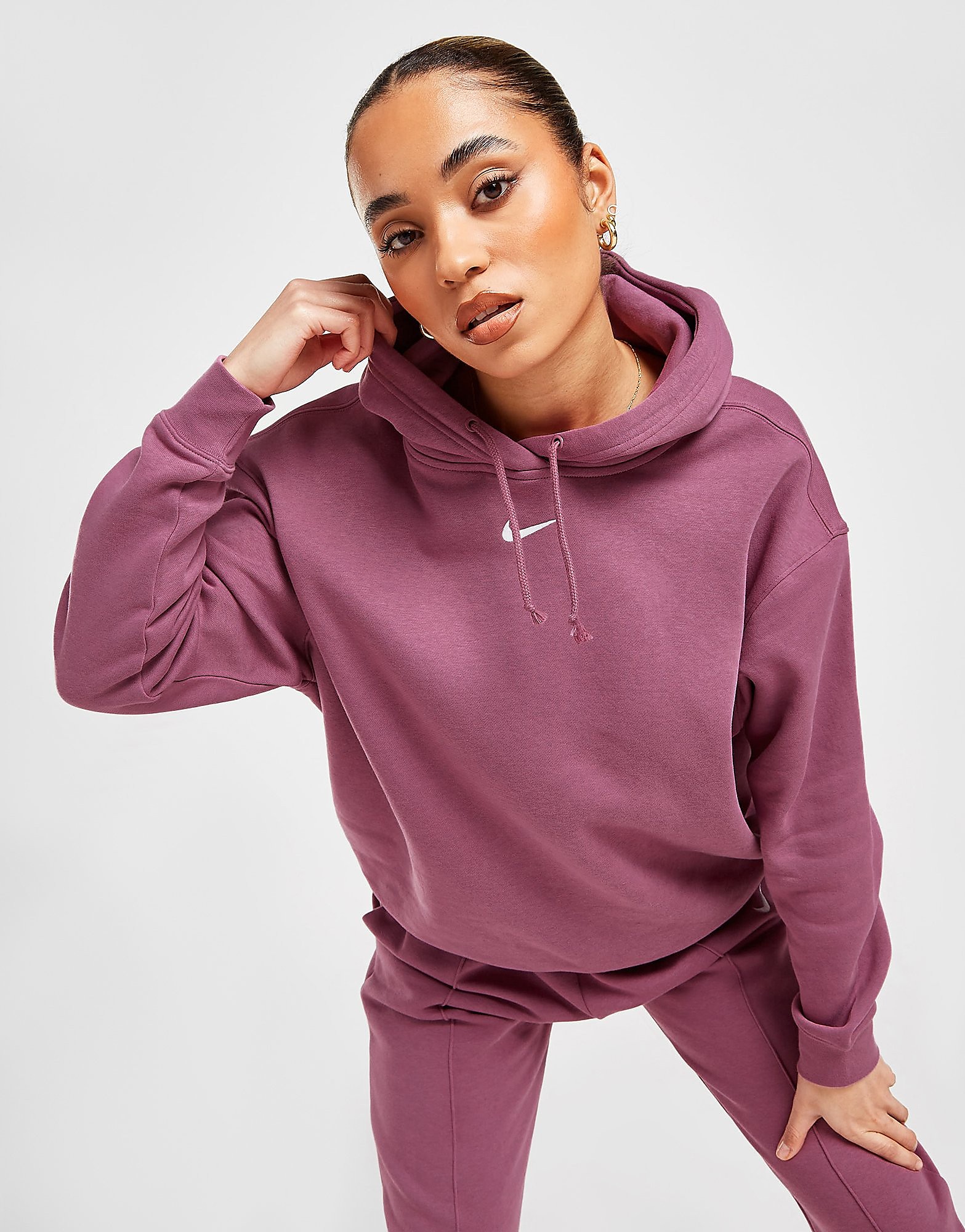

Nike Sportswear Oversized Fleece Hoodie - Only at JD - Light Bordeaux/White - Womens, Light Bordeaux/White