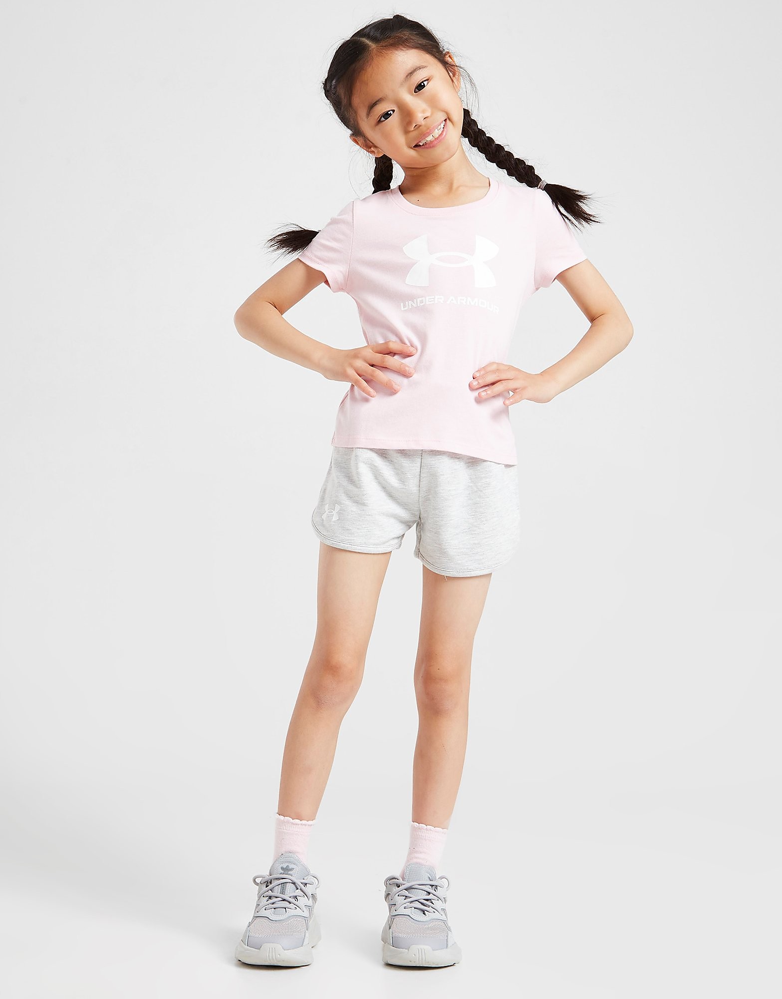 

Under Armour Girls' Logo T-Shirt/Shorts Set Children - Pink/Grey - Kids, Pink/Grey