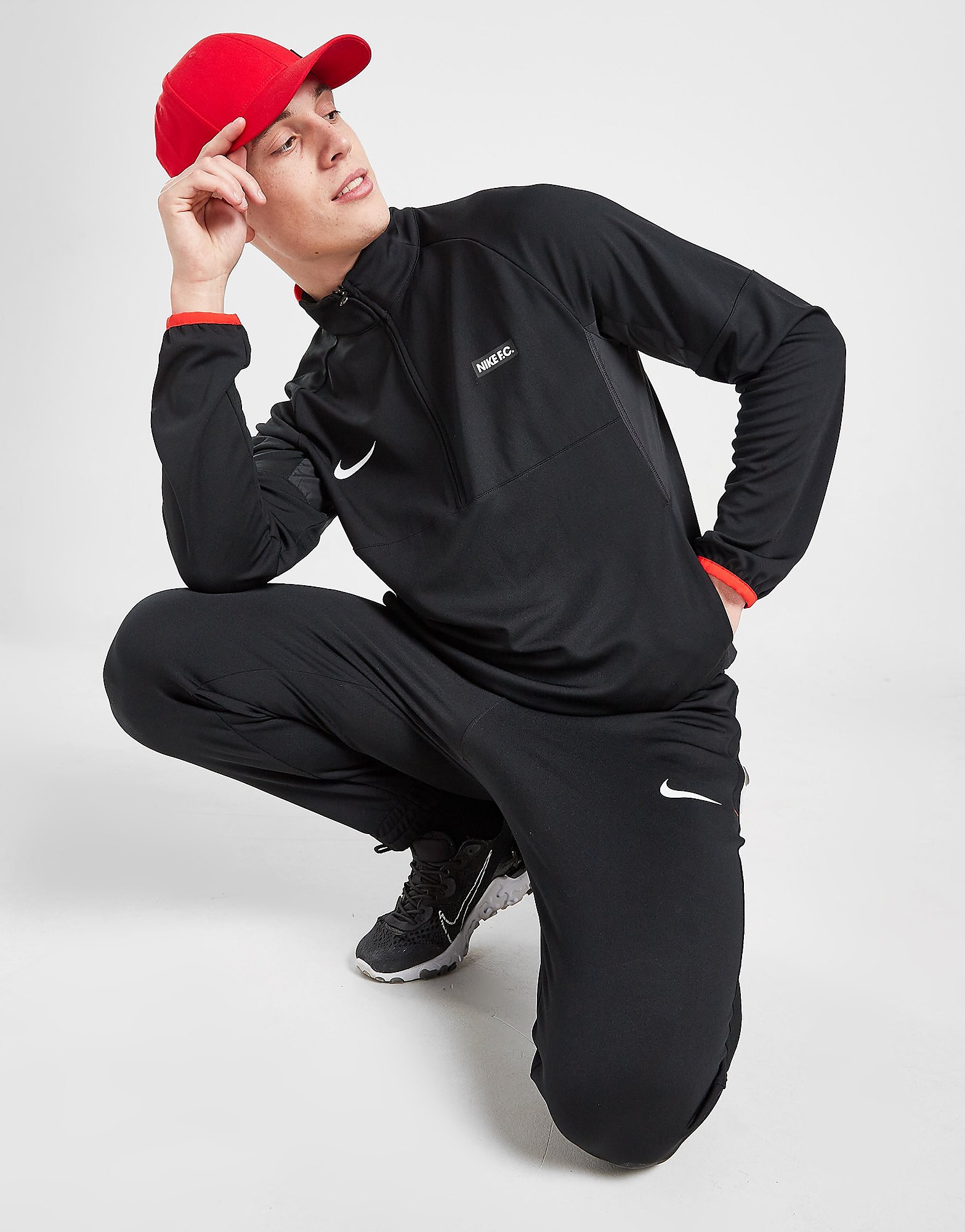 

Nike FC Libero 1/2 Zip Tracksuit - Black/Black/Habanero Red/White, Black/Black/Habanero Red/White