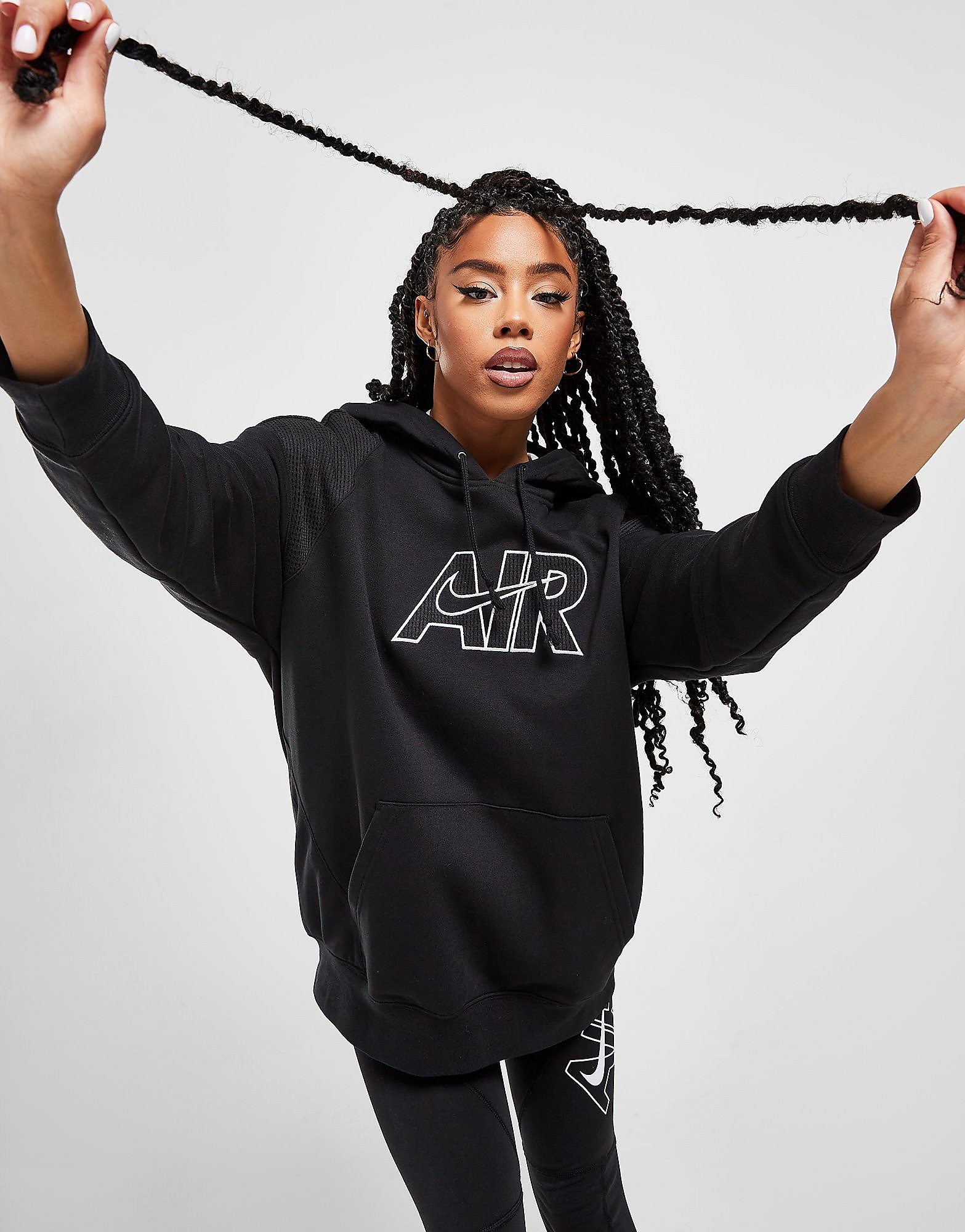 

Nike Air Overhead Hoodie - Black/Black/White/BLK - Womens, Black/Black/White/BLK