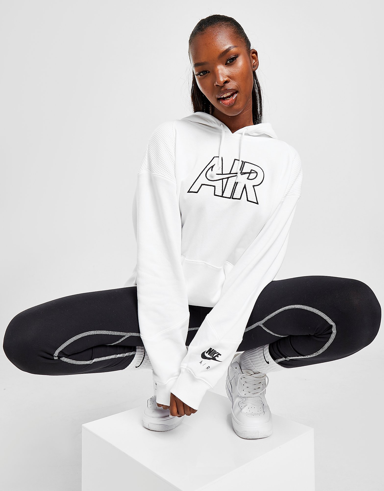 

Nike Air Boyfriend Hoodie - White/White/Black - Womens, White/White/Black