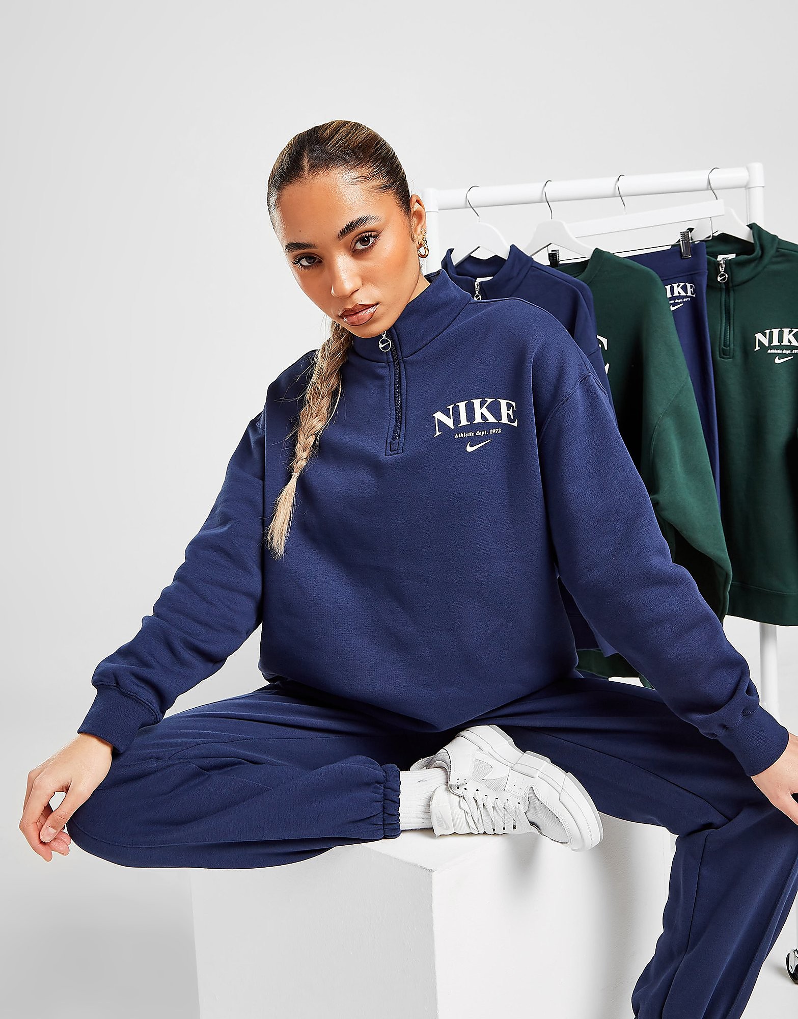 Nike Varsity 1/4 Zip Top - Navy/White - Womens, Navy/White