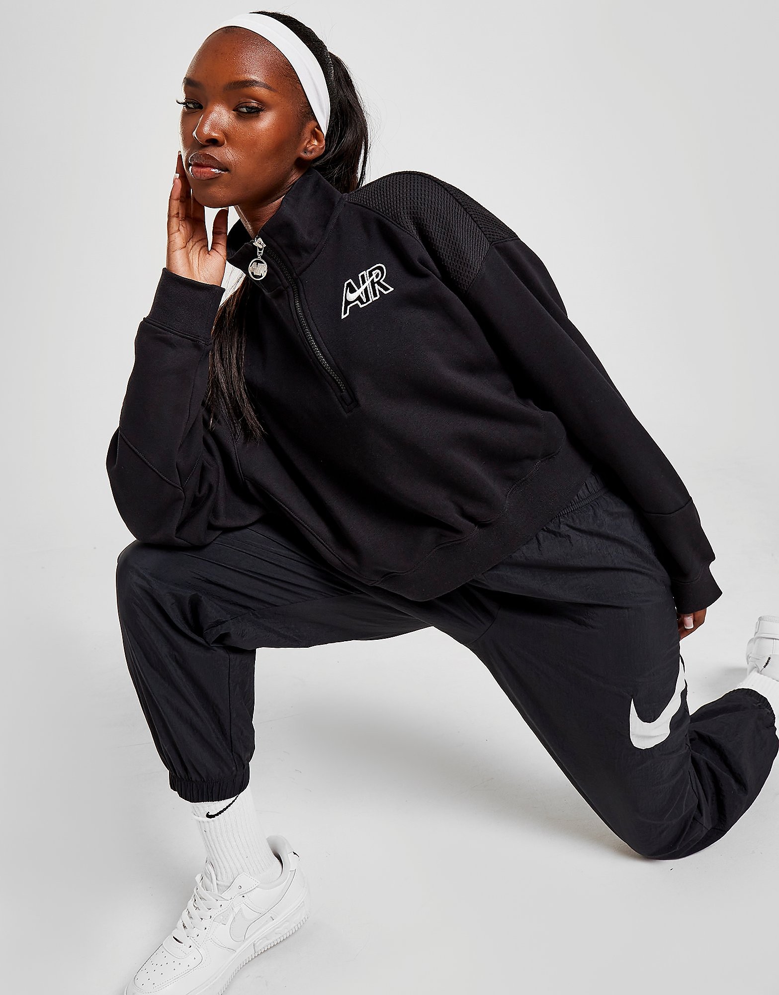 

Nike Air 1/4 Zip Sweatshirt - Black/Black/White - Womens, Black/Black/White