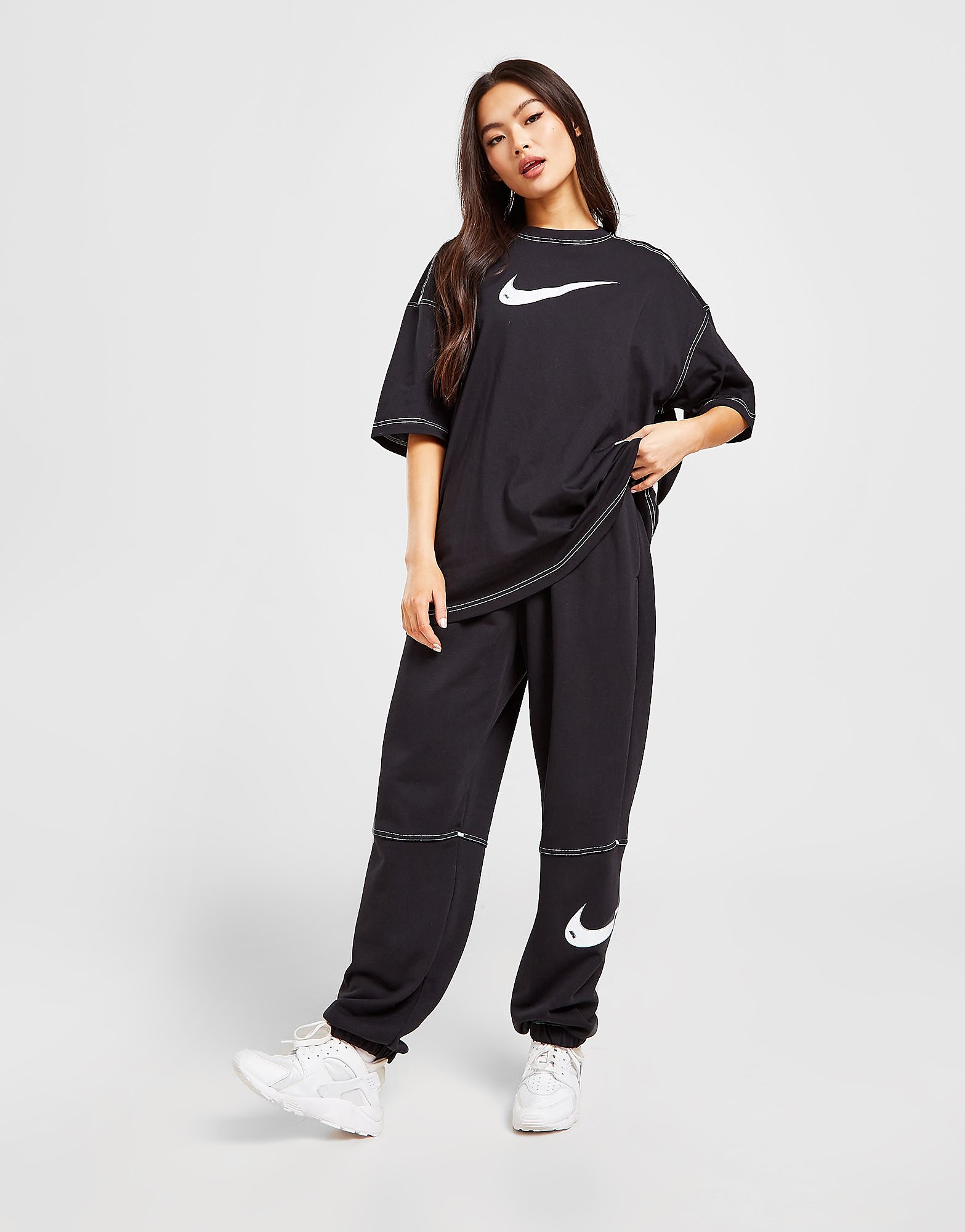 Nike Sportswear Swoosh Short-Sleeve Top Women's - Black/Black/White/White, Black/Black/White/White